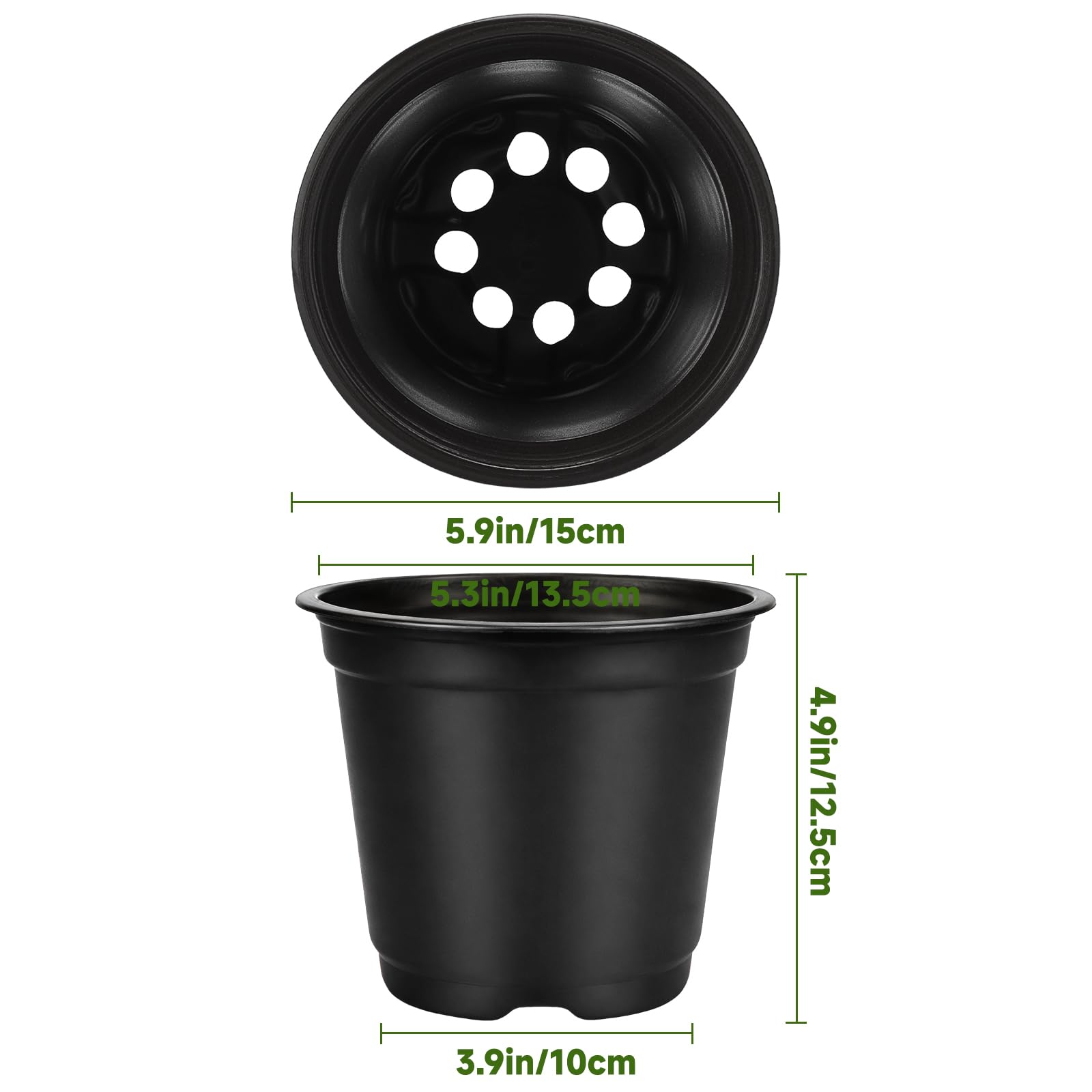 100Pièces 15CM Pot pour Semis,Pot de Fleurs Plastique Plante Exterieur,Pot Rempotage,Godets pour Semis Tomates,Noir - 3