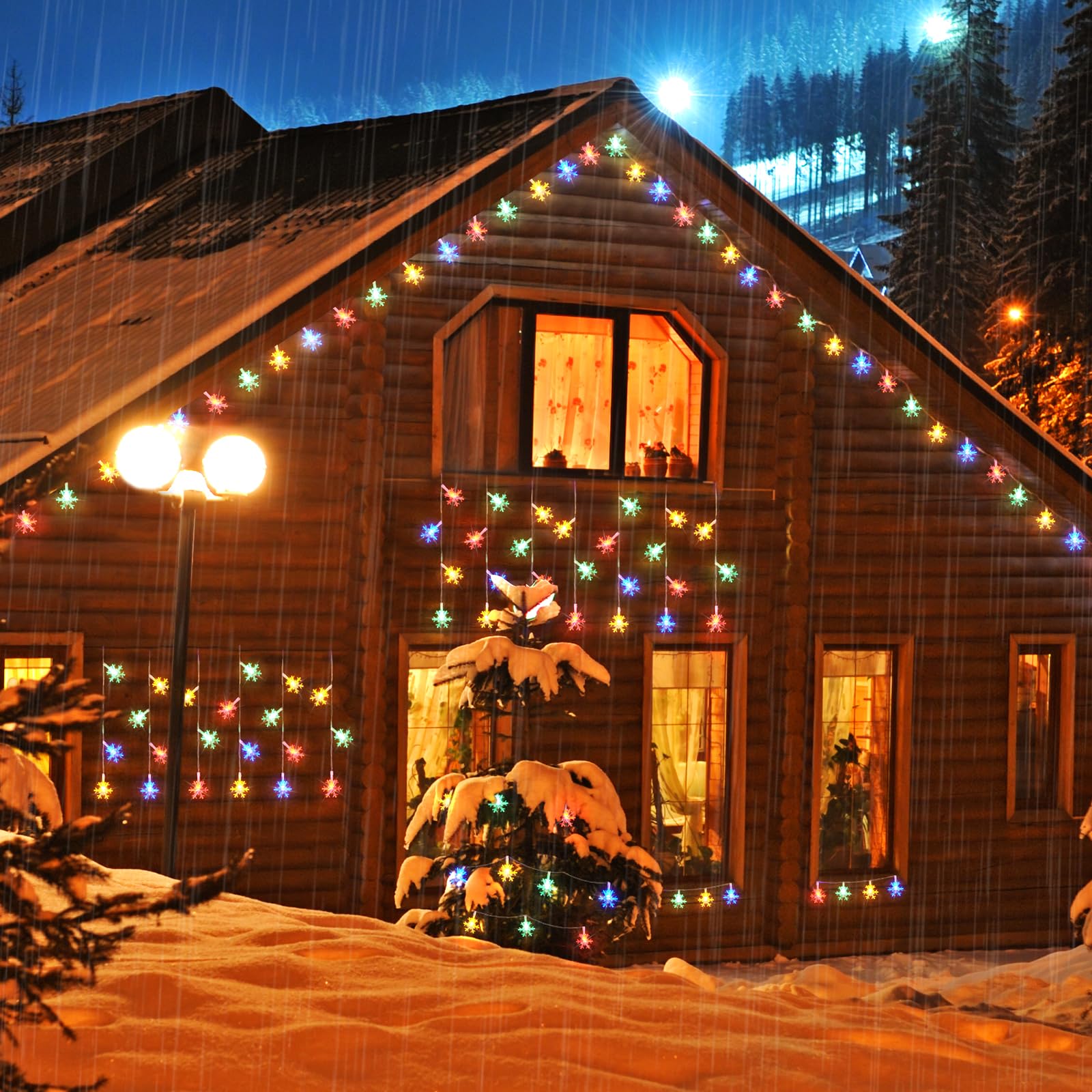 Purpledi Cortina Luces Navidad Exterior, 10M 400 LEDs 8 Modos Impermeable Cadenas De Luces Perfectas Para Decorar Jardín, Aleros, Patios, Colores