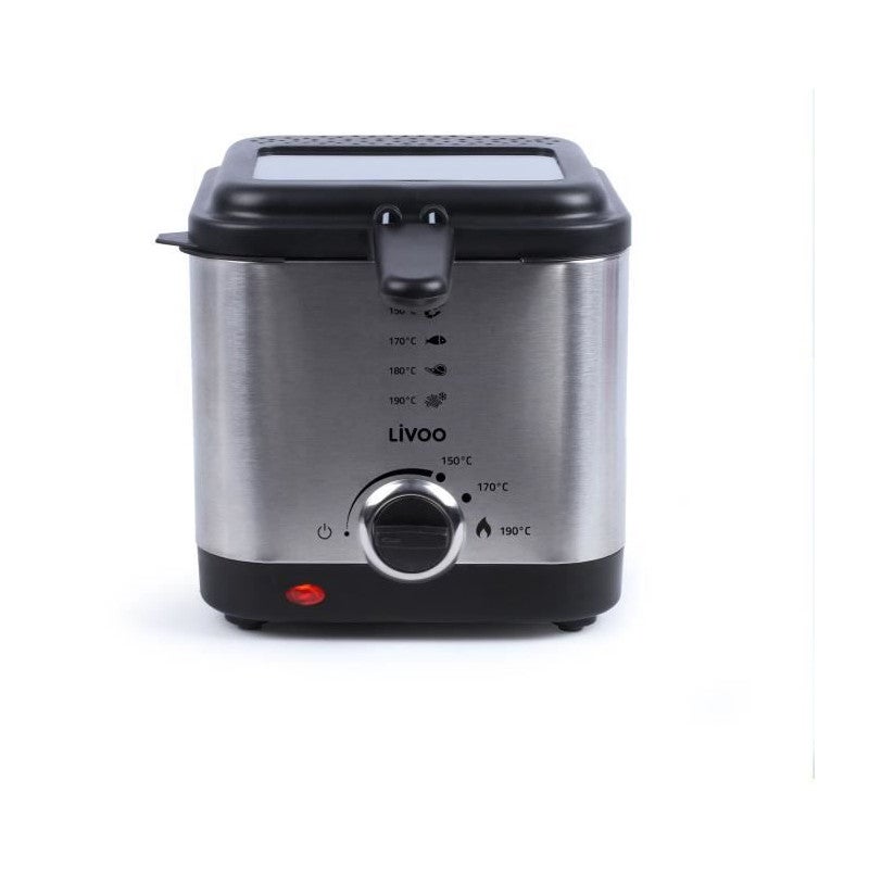Friggitrice Elettrica Antiaderente 1,5L – 900W – Padella Compatta Per Fish & Chips, Pollo