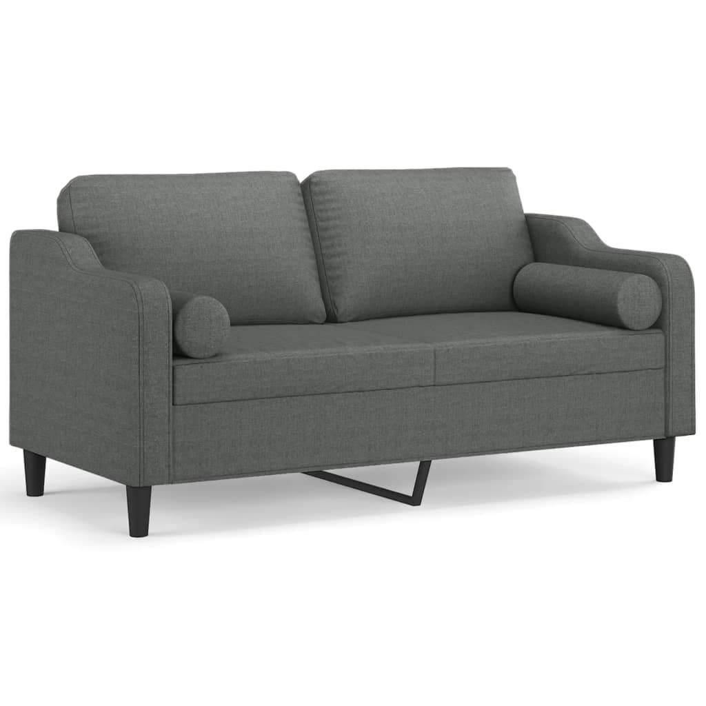 Sofá de 2 plazas | sofá de salón | sofá de descanso con cojines tela gris oscuro 140 cm cfw63336