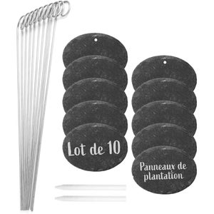 Set 10 Targhette Per Piante In Ardesia Con Penna A Gesso – Aste In Acciaio Inox, Resistenti Alle Intemperie, Per Esterni E Giardino - 2