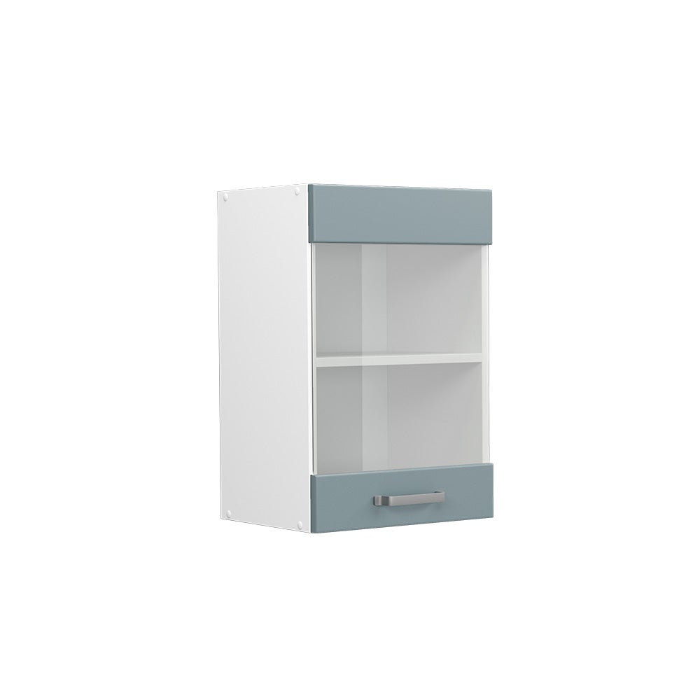 Vicco Uniwersalna szafka ścienna R-Line, Niebiesko-szary, 40 cm z drzwiami szklanymi
