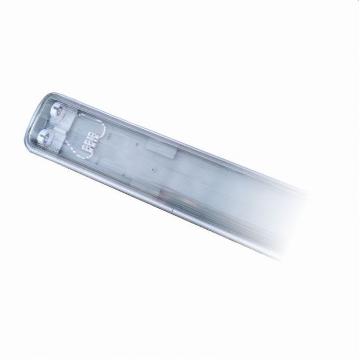 Lampa do garażu piwnicy T8/G13 hermetyczna 15W tworzywo sztuczne szaro-klosz przezroczysty wym:6,1x156x8cm IP65 Ecolight