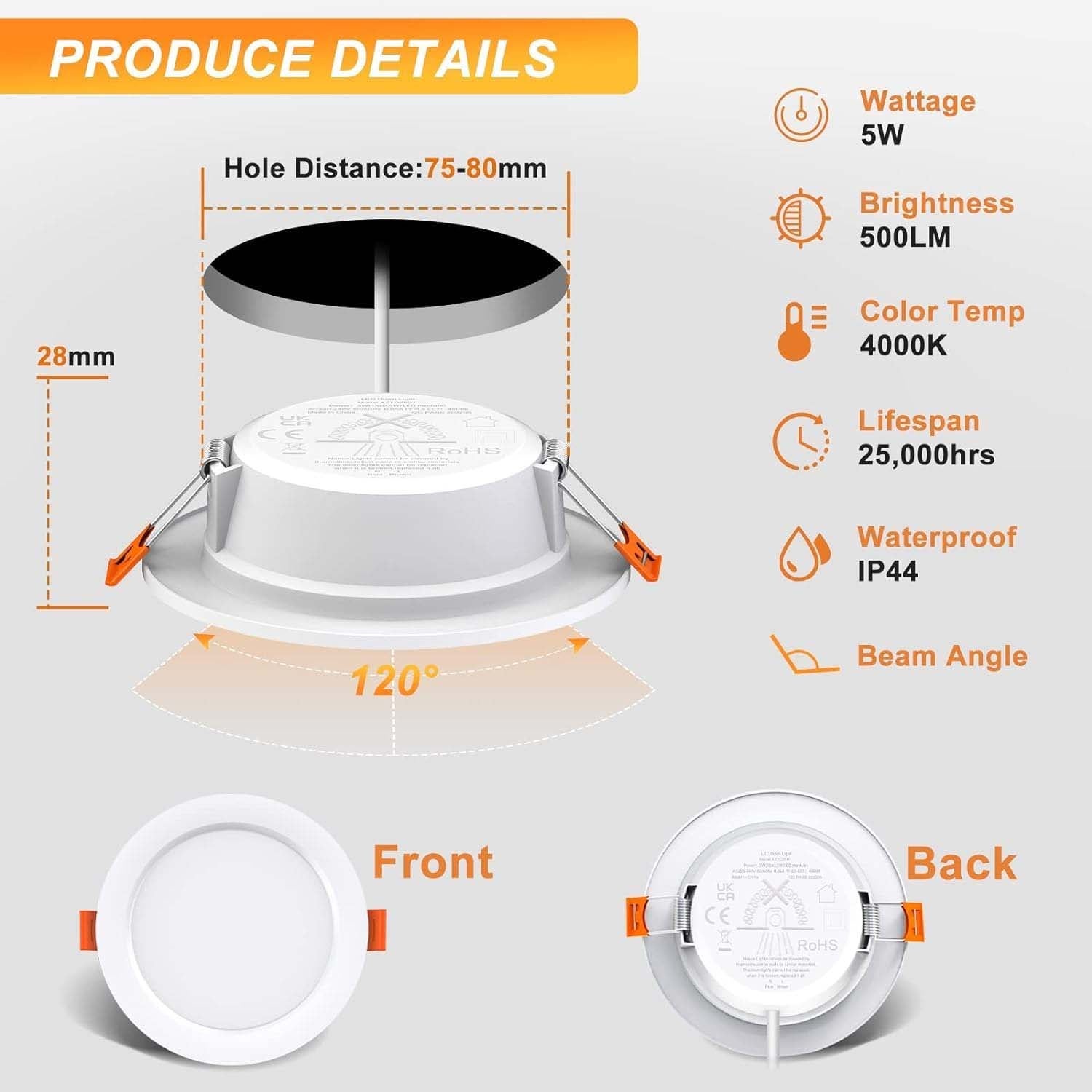 10 Faretti LED 4000K da Incasso – Profilo Sottile, Luce Naturale Bianco Neutro, Ideale per Soffitti Moderni in Casa, Ufficio, Cucina, Corridoio - 2