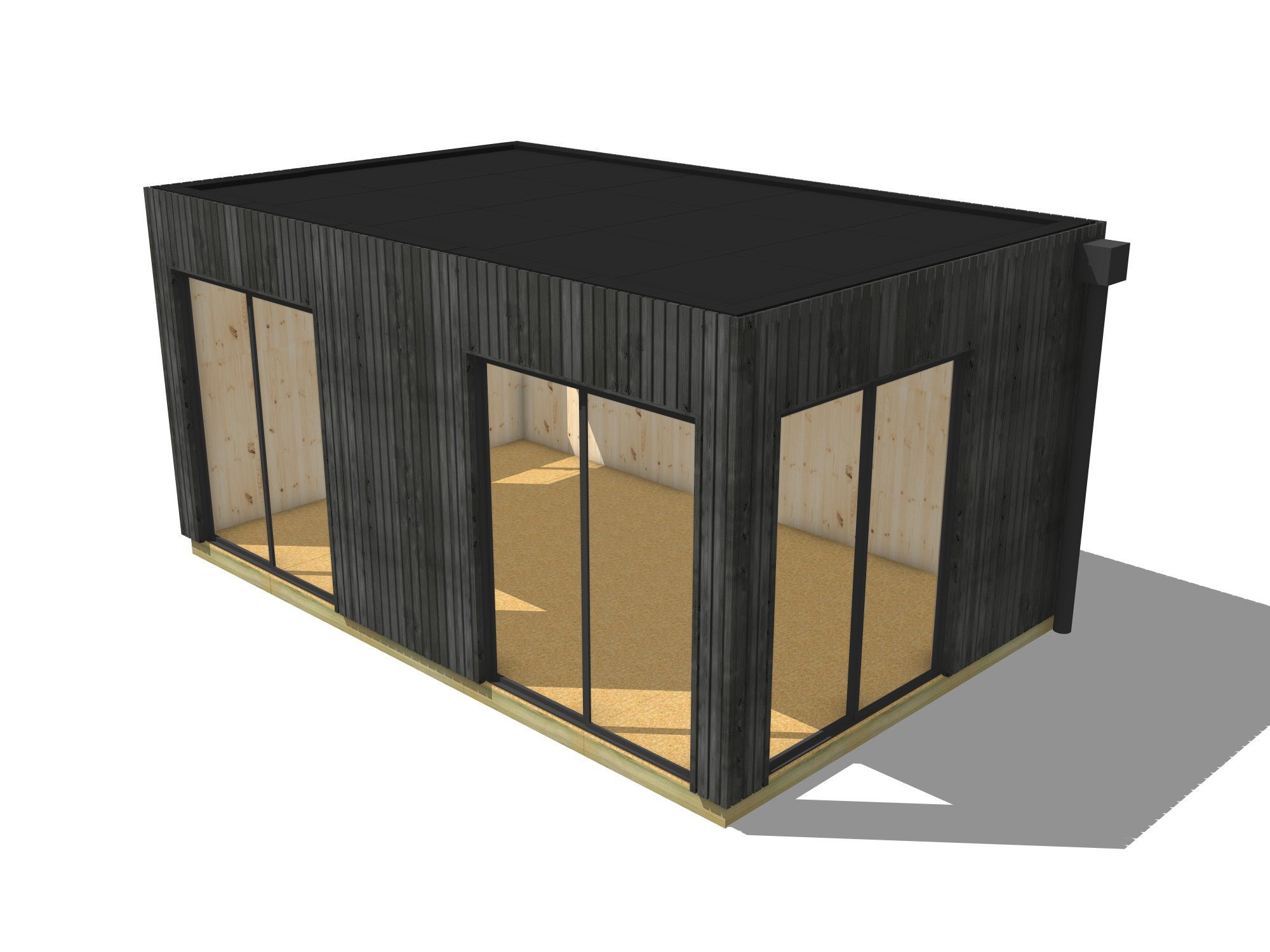 Annexe de jardin bois en bois 5,5 x 3,5 x 2,7 m avec plancher isolé - 2