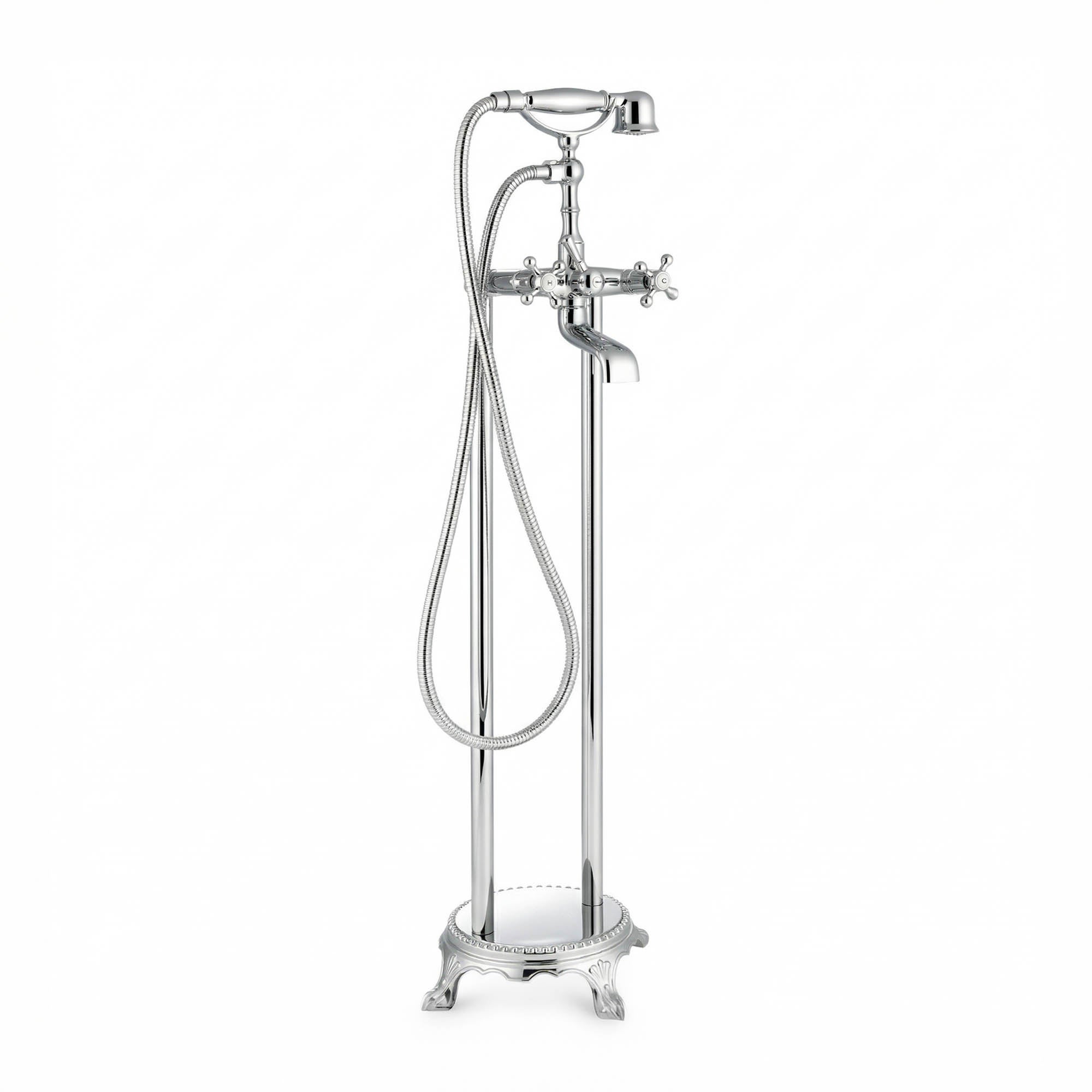 BERNSTEIN - Robinet de bain sur pied Robinet rond 1414 - Laition massif - Chrome - 2