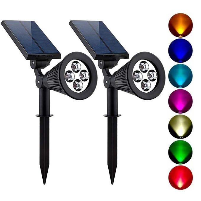 BELLALICHT Lot De 2 Lampes Solaires Extérieur 65 LED – Projecteur Solaire Puissant Étanché IP65, Blanc Chaud 3000K, Mur Ou Sol