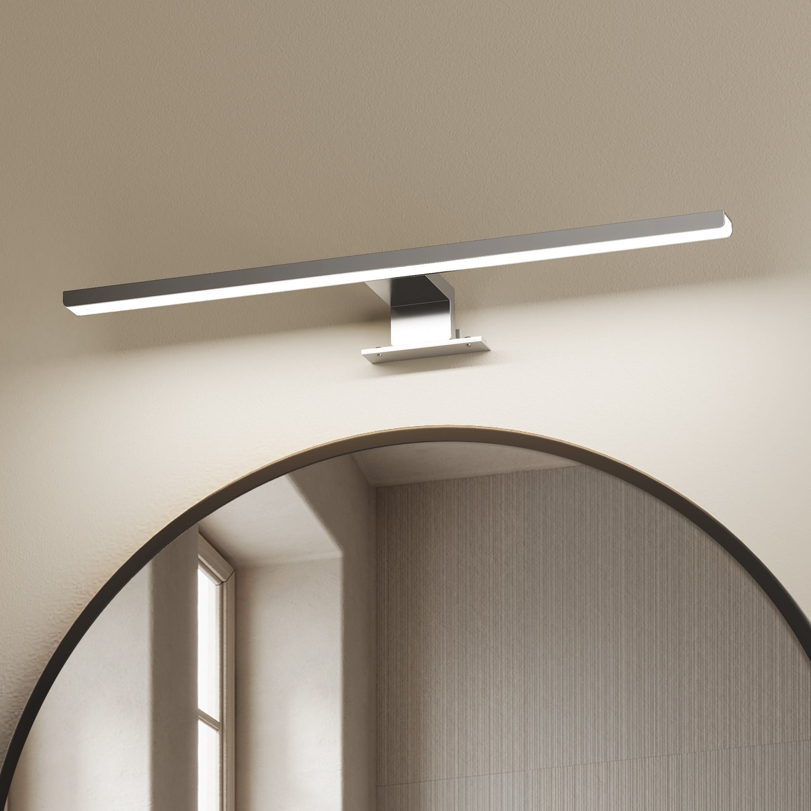 EMKE Kinkiet łazienkowy LED L.40 cm – lampa lustrzana LED do łazienki 8W, zimna biel 6000K, IP44, chrom