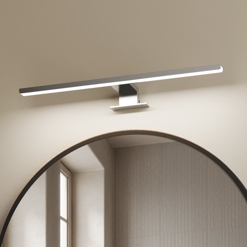 EMKE Kinkiet łazienkowy LED L.40 cm – lampa lustrzana LED do łazienki 8W, zimna biel 6000K, IP44, chrom