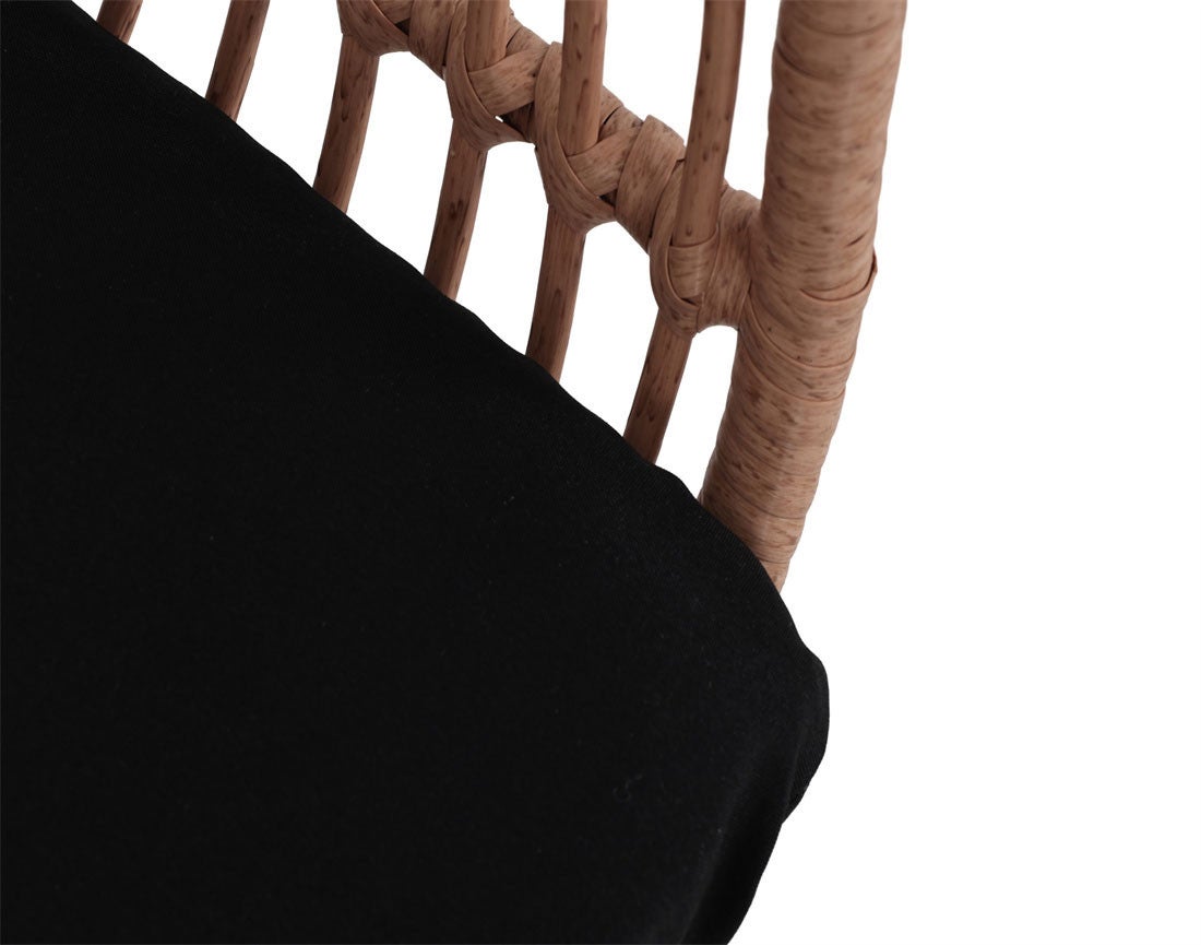 lot de 4 tabourets - effet rotin - couleur bois et noir - 8