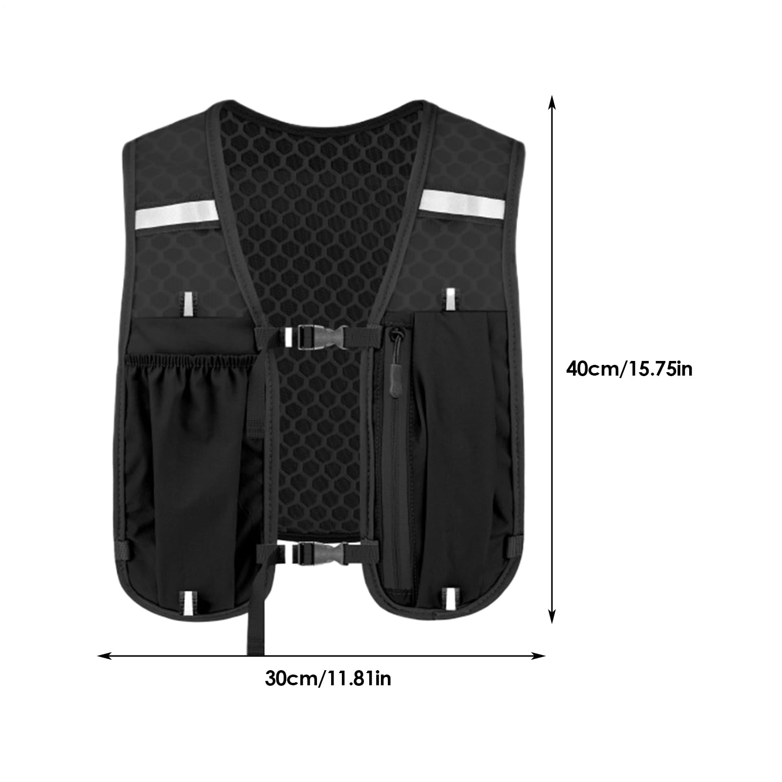 AUTRUCKER Gilet de course universel avec gourde de 550 ml - Gilet de randonnée outdoor, gilet de course réfléchissant, adapté à course à pied (noir) - 2