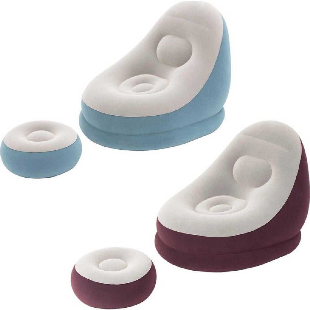 Pouf Gonfiabile Portatile BEIJIALY – Sgabello Pieghevole Floccato Per Campeggio, Viaggi, Ufficio E Casa – Viola - 2