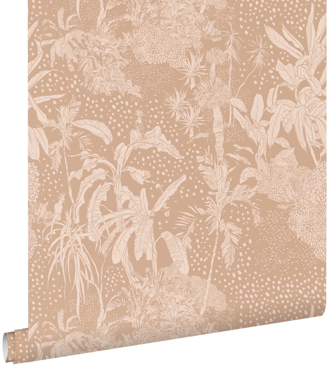 Tapeta tropikalne liście terakoty różowej - 50 x 900 cm - ESTAHOME