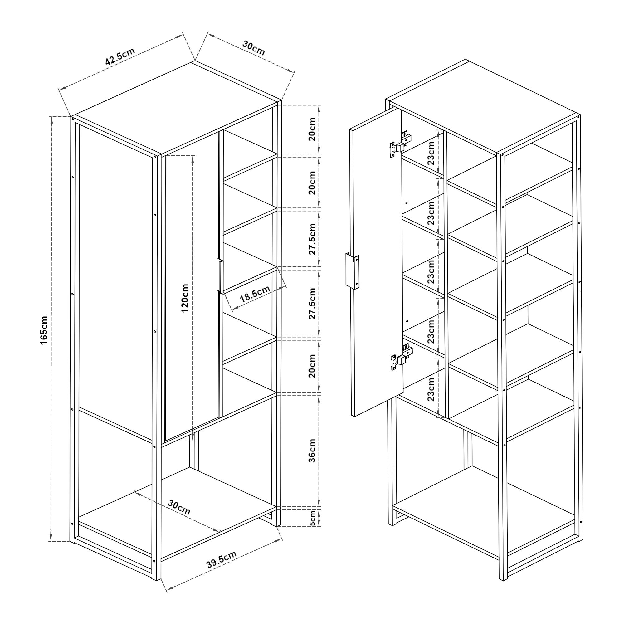 Armario alto Namsskogan con puerta 165x42,5x30cm - Efecto nogal [en.casa] - 3