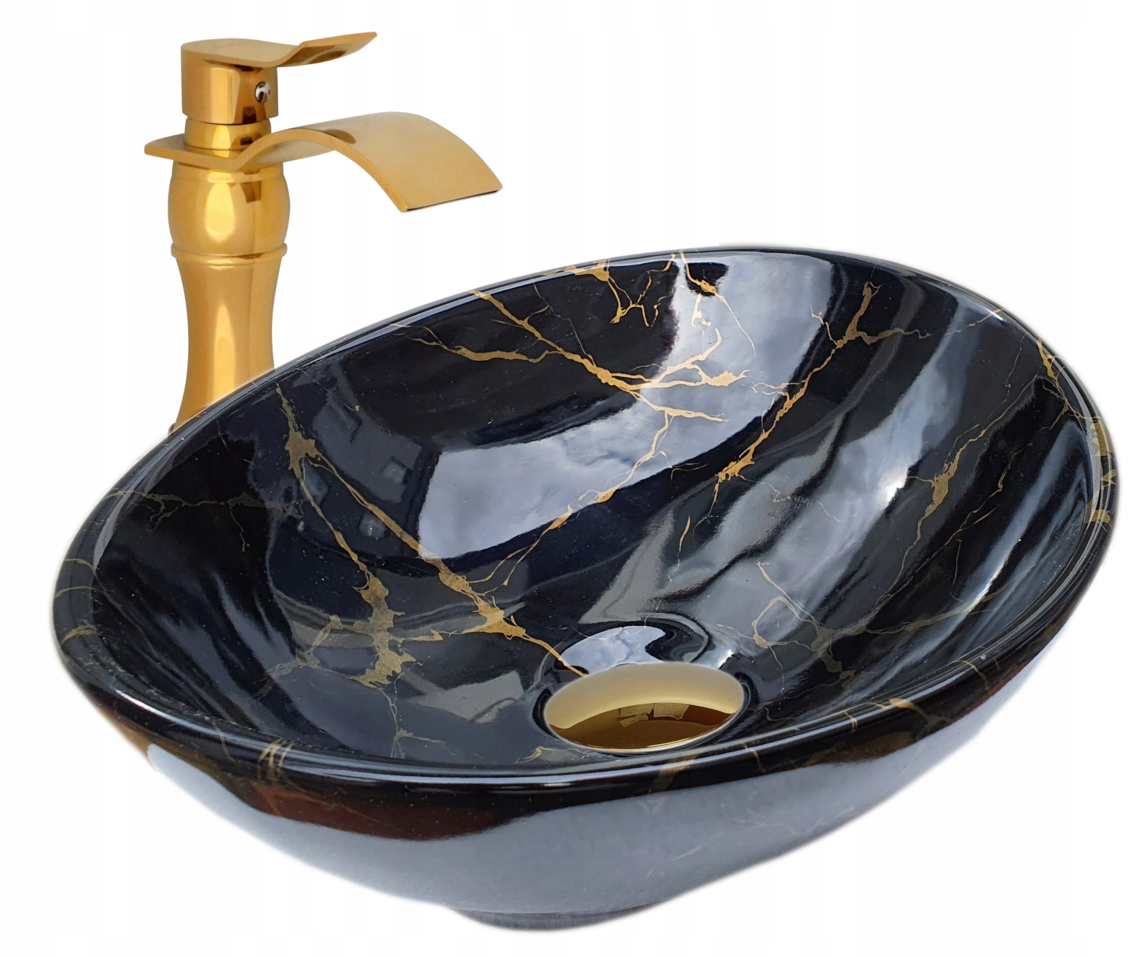 Umywalka nablatowa Estiva EBA Marmo Black Gold marmur czarna złote żyłki 41,5x34x14 cm