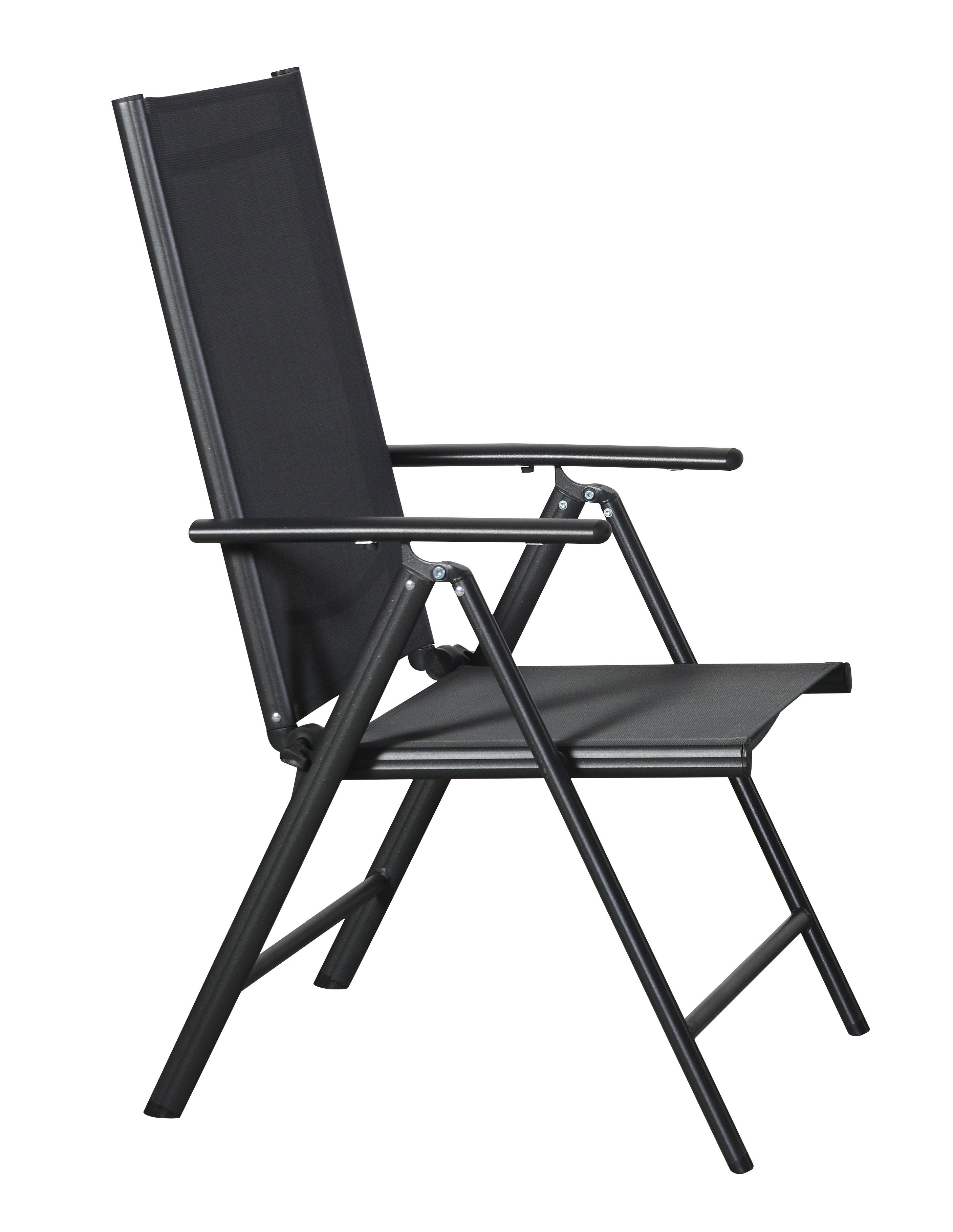 Kelly 1 x krzesło ogrodowe, regulowane oparcie, 7 pozycji czarny/szary.