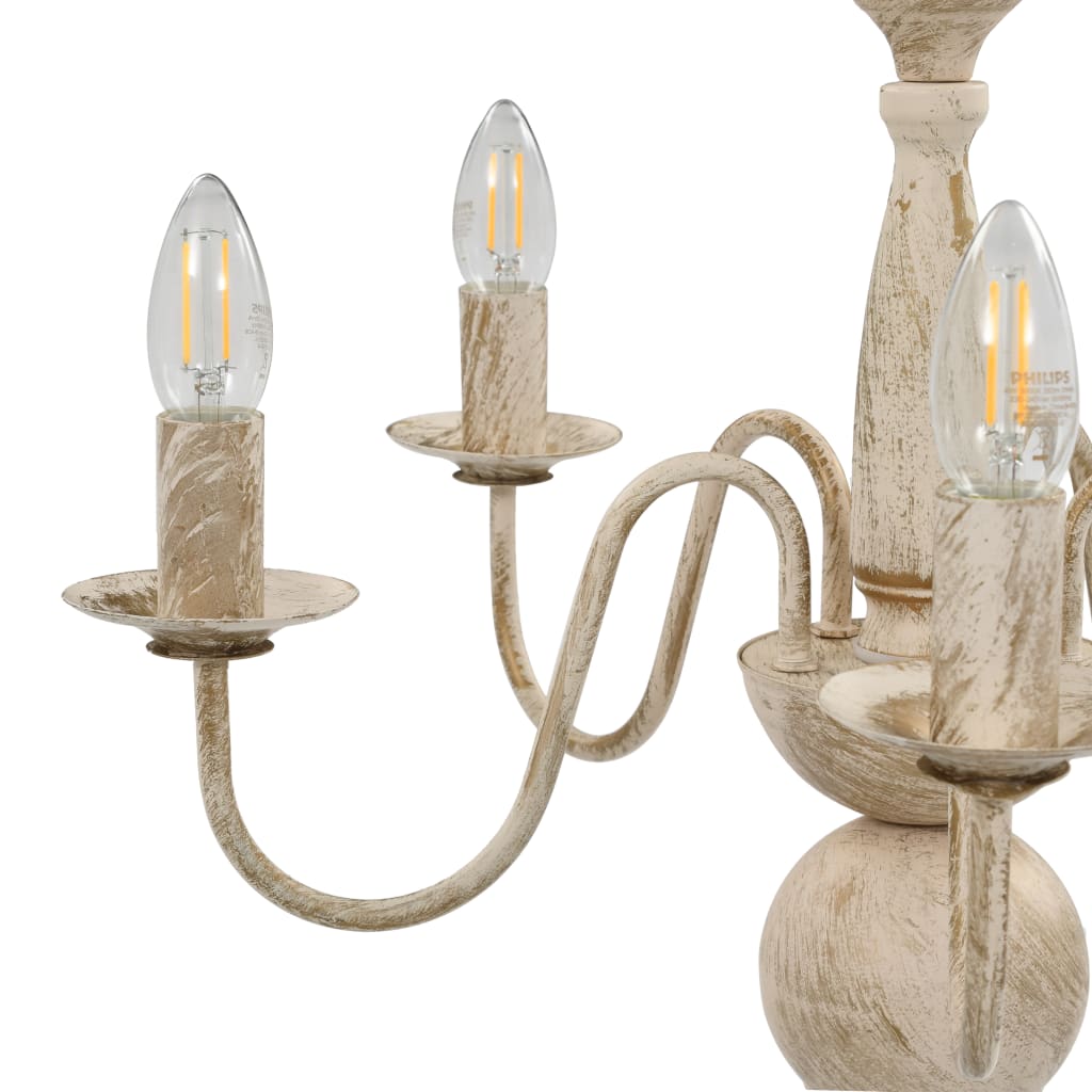 vidaXL Lustre Blanc antique 5 ampoules E14 - 5