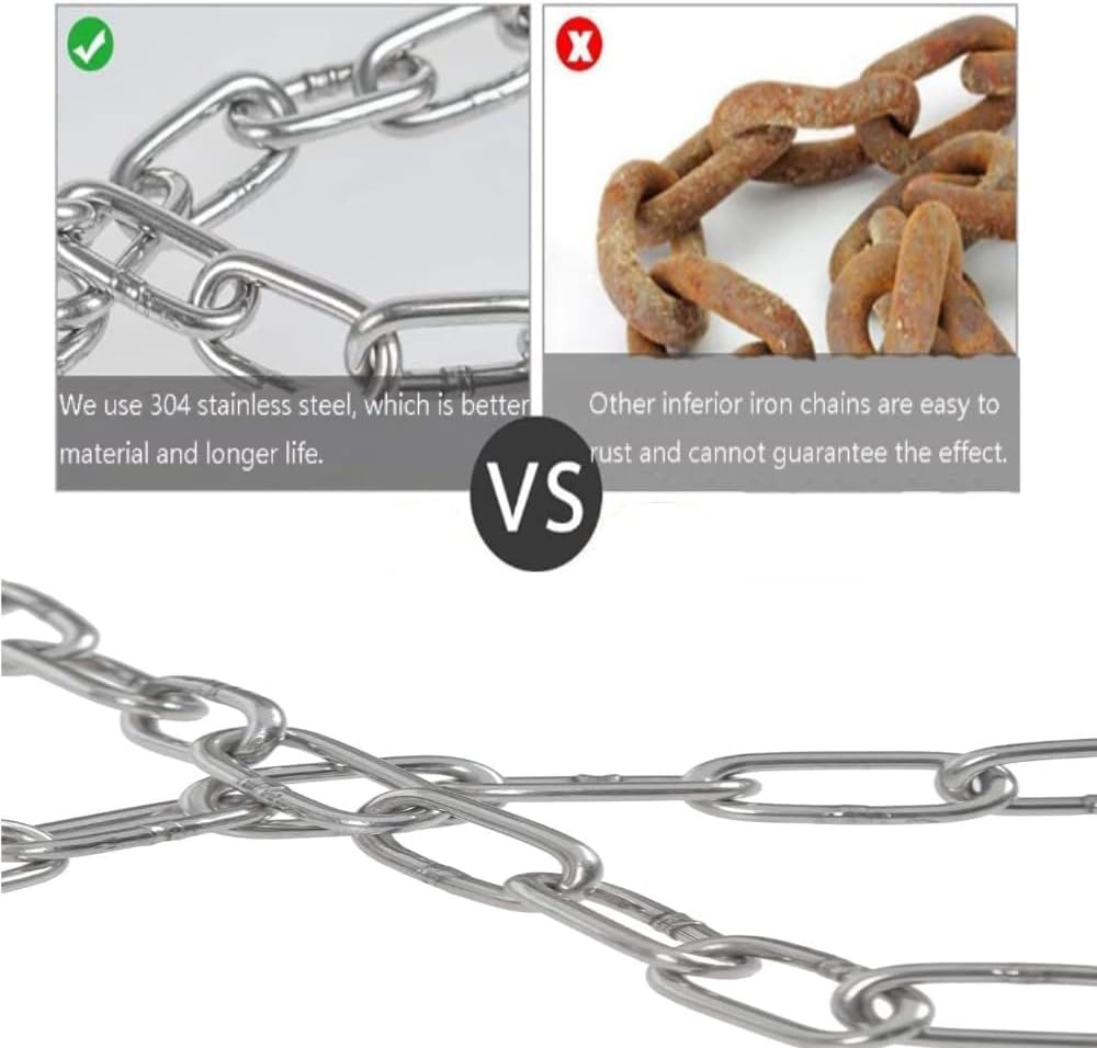 Catena in acciaio inossidabile da 3 mm,catena in acciaio da 2 m + 2 pezzi di catena di estensione con moschettone per appendere la catena dell'ancora | Leroy Merlin
