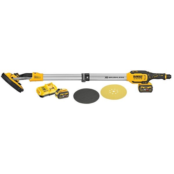 DeWALT - Ponceuse à bras murale sans fil XR 18V 225mm Brushless Wireless Tool Control + 2 batteries 6AH Li-ion + chargeur + abrasifs - DCE800T2