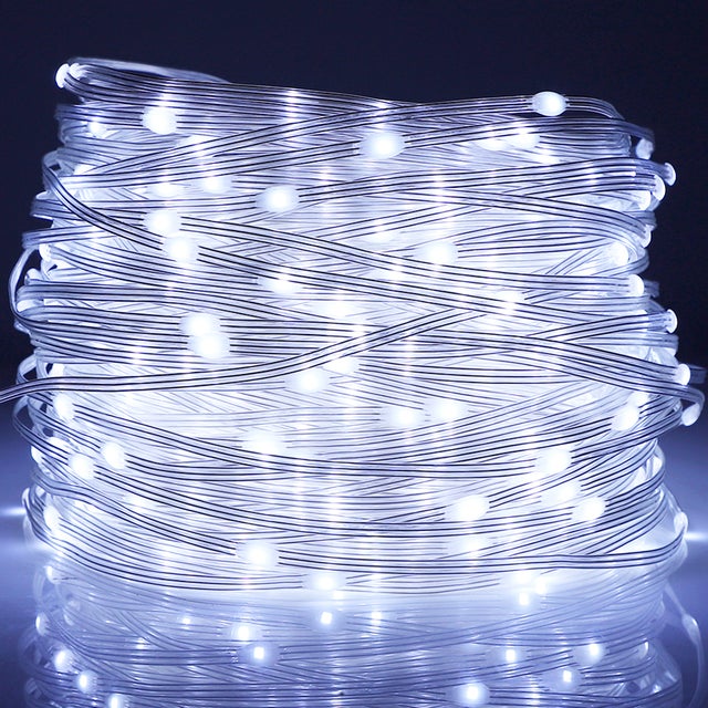 100M 800 diod LED Łańcuch świetlny na imprezę Biały łańcuch świetlny na choinkę, zasilany prądem z 8 trybami pracy,funkcja zapamiętywania