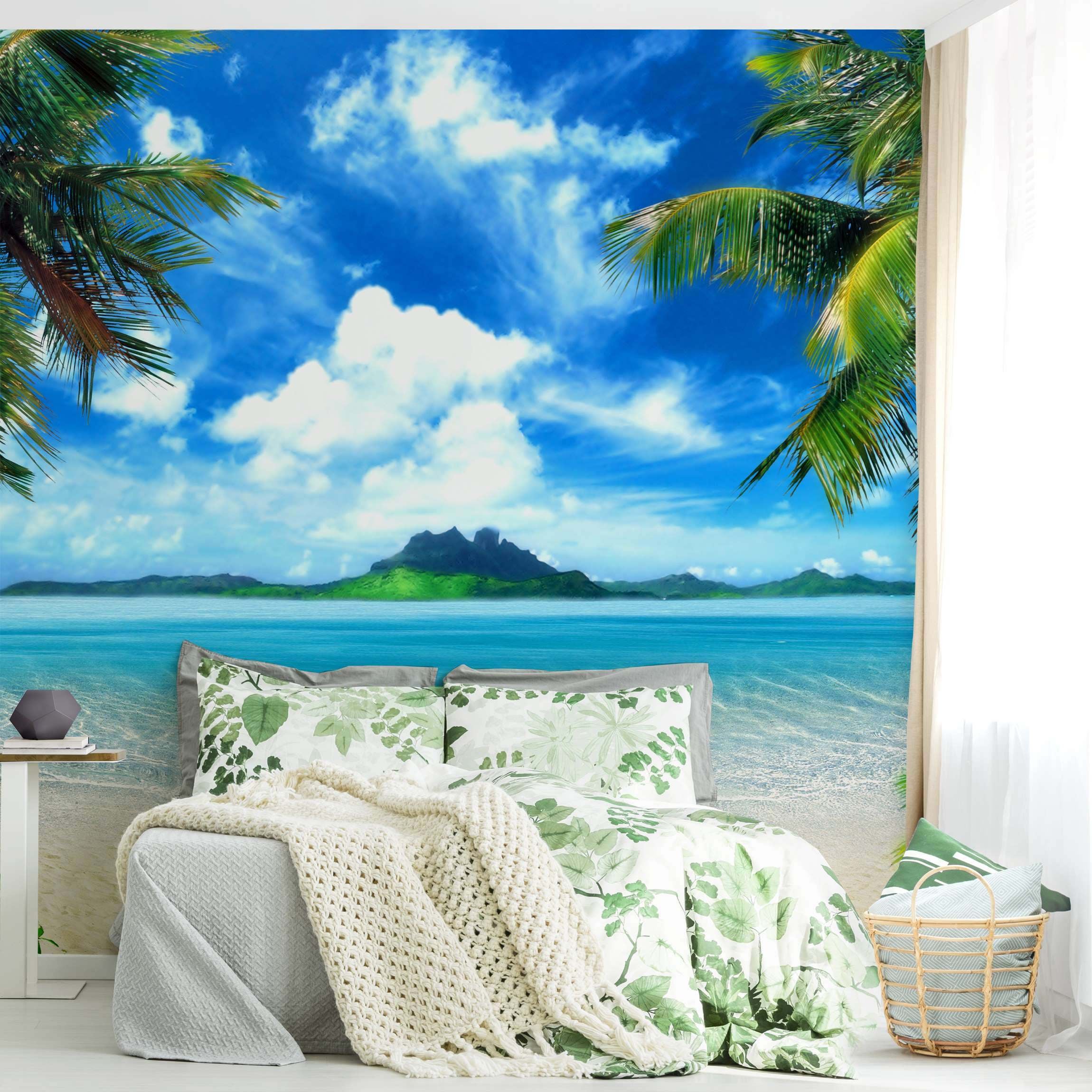 Papel pintado fotomural tropical naturaleza playa 121 - salón dormitorio cocina pasillo - tnt 192 x 192 cm premium