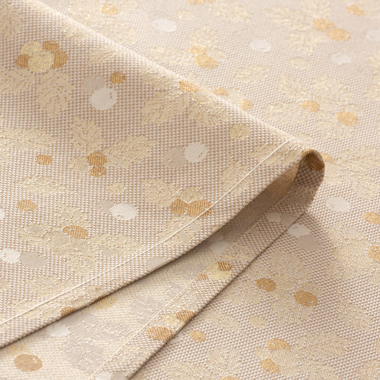 Tovaglia di Natale rettangolare in cotone jacquard beige e oro 140x240 cm - Frost - 4