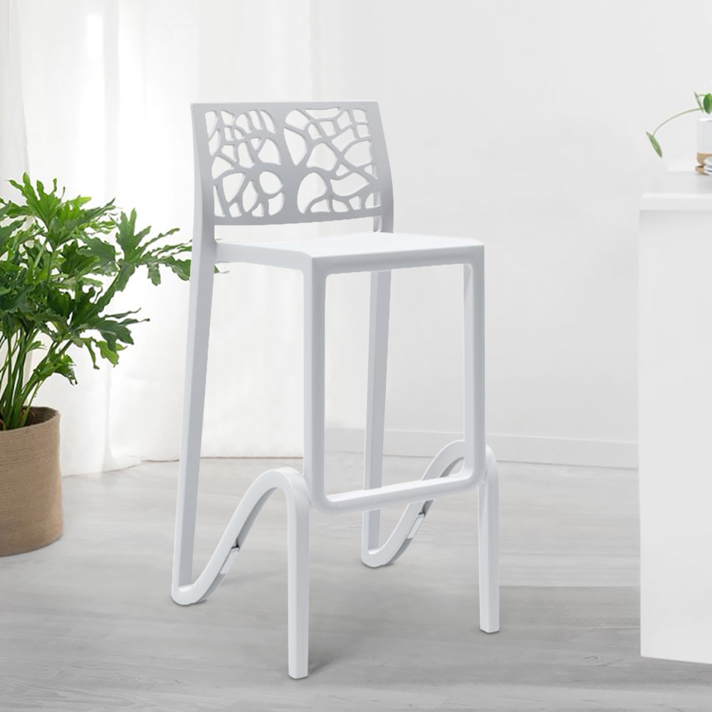 Sgabello Alto Impilabile Zefiro In Polipropilene - Tortora, Made In Italy, Per Bar, Casa E Esterno - Foto 6