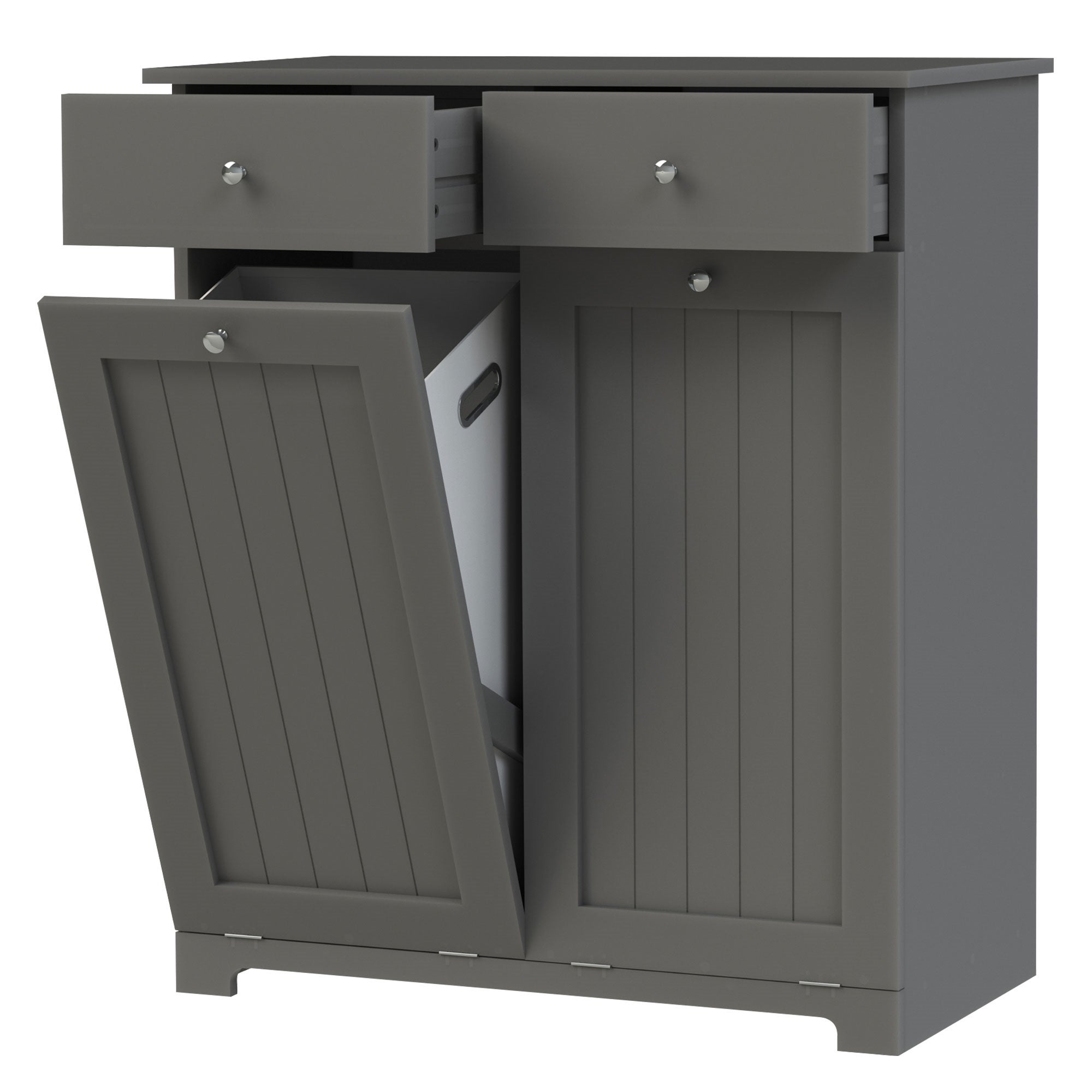 Armoire à linge avec 2 sacs meuble de rangement salle de bain gris