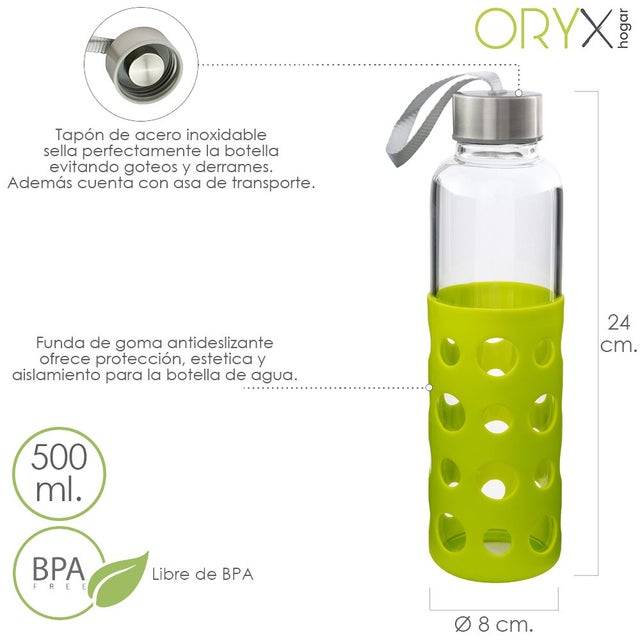 spottle Borraccia in Vetro con Custodia in Neoprene, Bottiglia in Vetro Borosilicato - Lavabile in Lavastoviglie, Adatta a Tutte le Bevande, Senza BPA, 1L