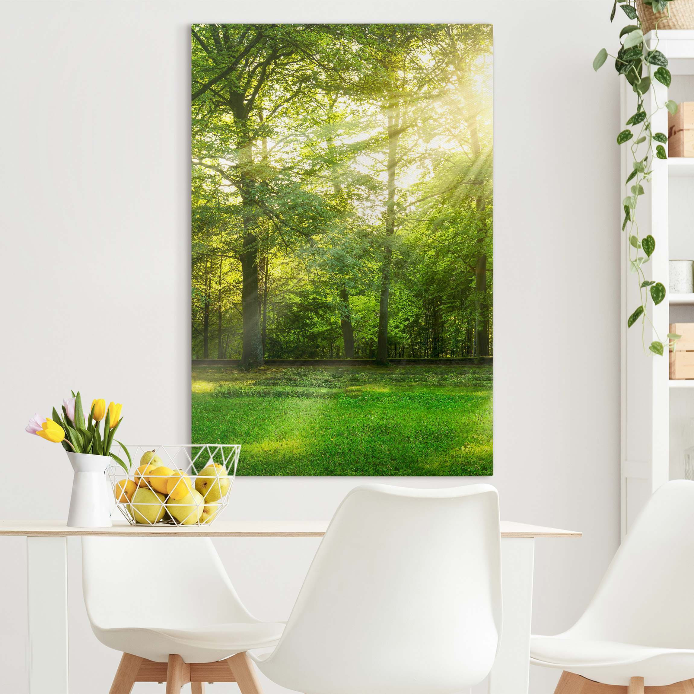 Lienzo cuadro en lienzo bastidor impresion en lienzo verde árboles panorama bosque fotografía 59 cocina dormitorio salón pasillo 60 x 90 cm