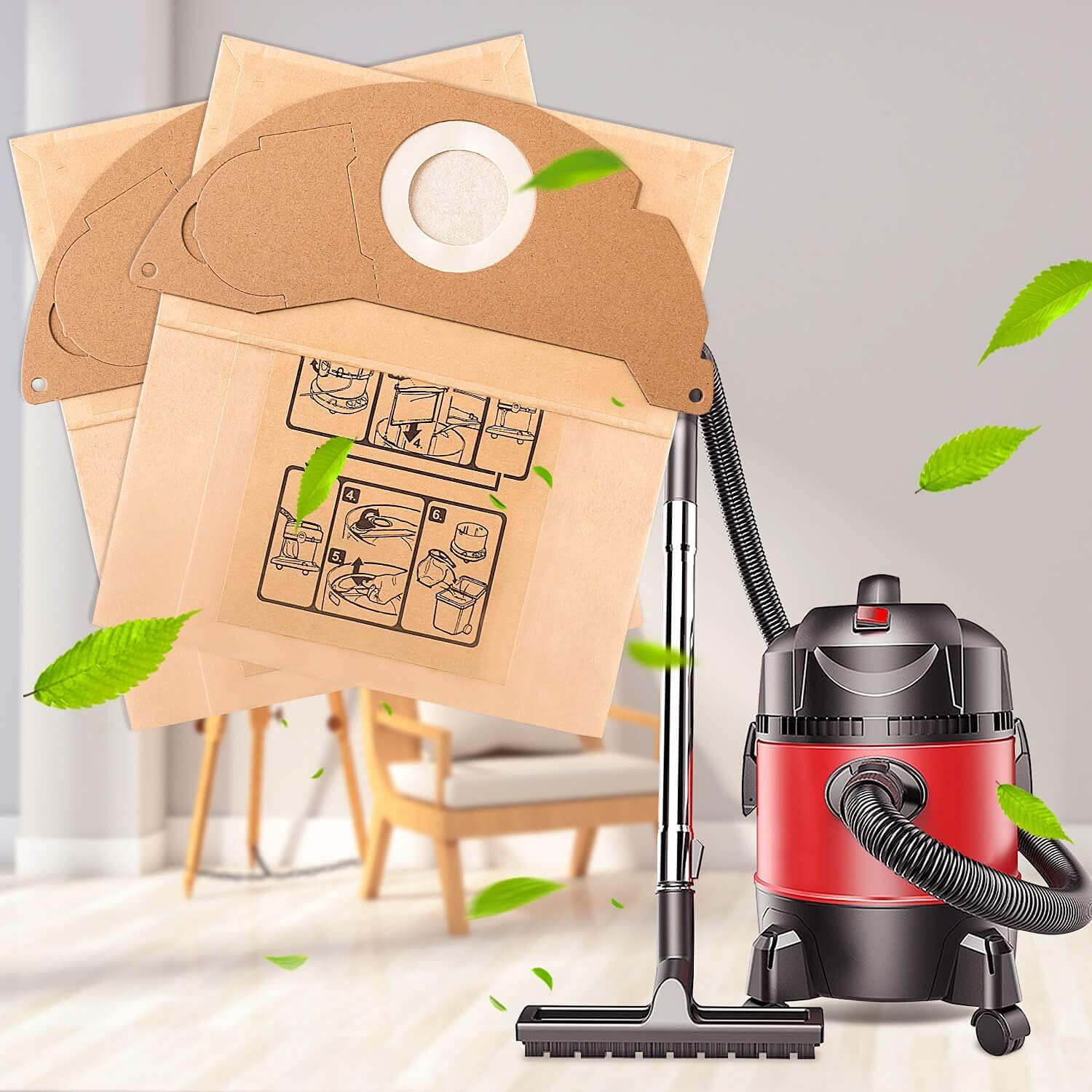 10 Sacs Filtre Remplacement pour Aspirateur Karcher WD2 MV2 6.904-322.0 WD2250 A2004 A2054 - 4