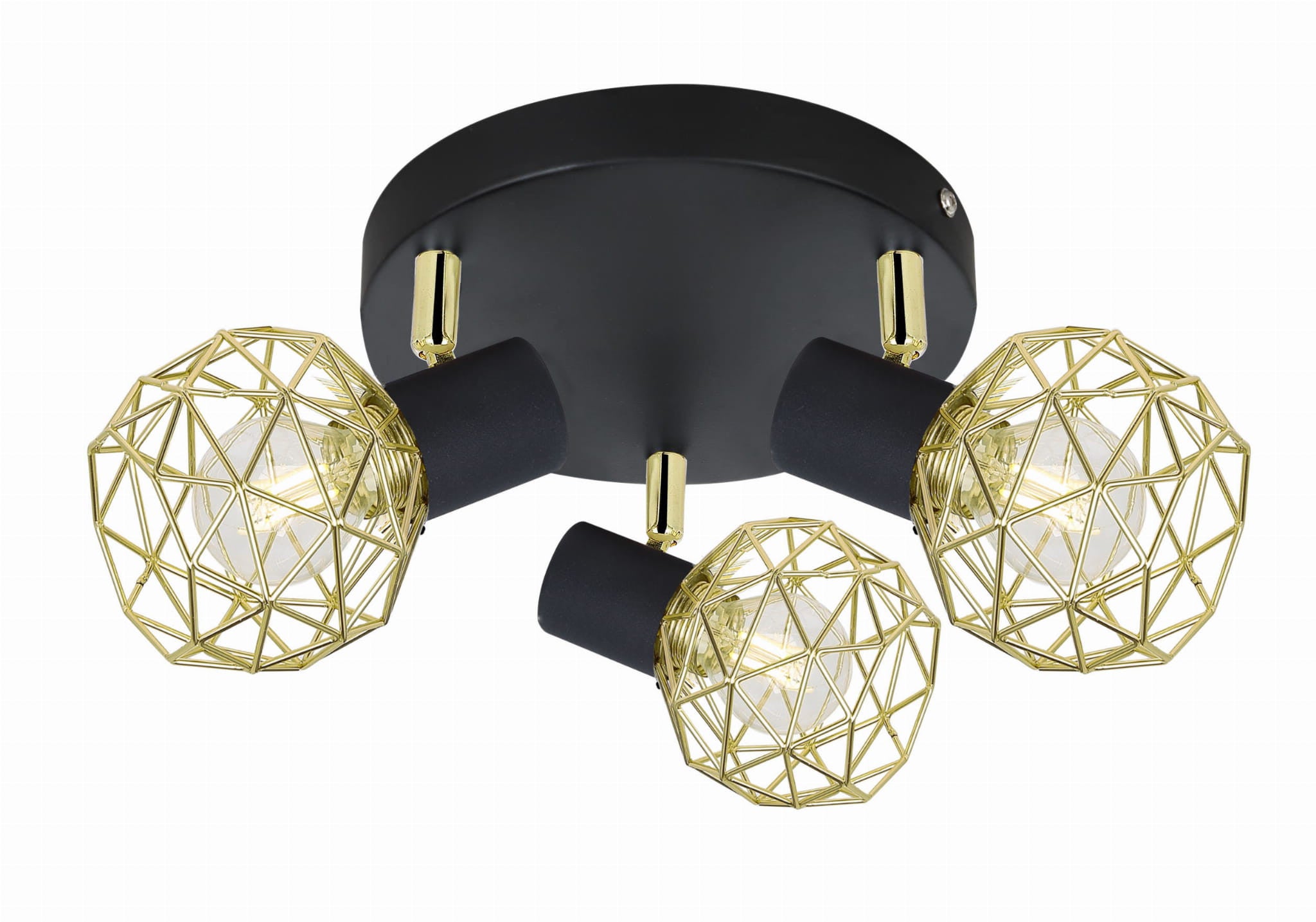 Lampa sufitowa Acrobat czarna-złota 3xE14x40W ozdobna 3 reflektorki wym: 15 x 42 x 42 cm metal Candellux