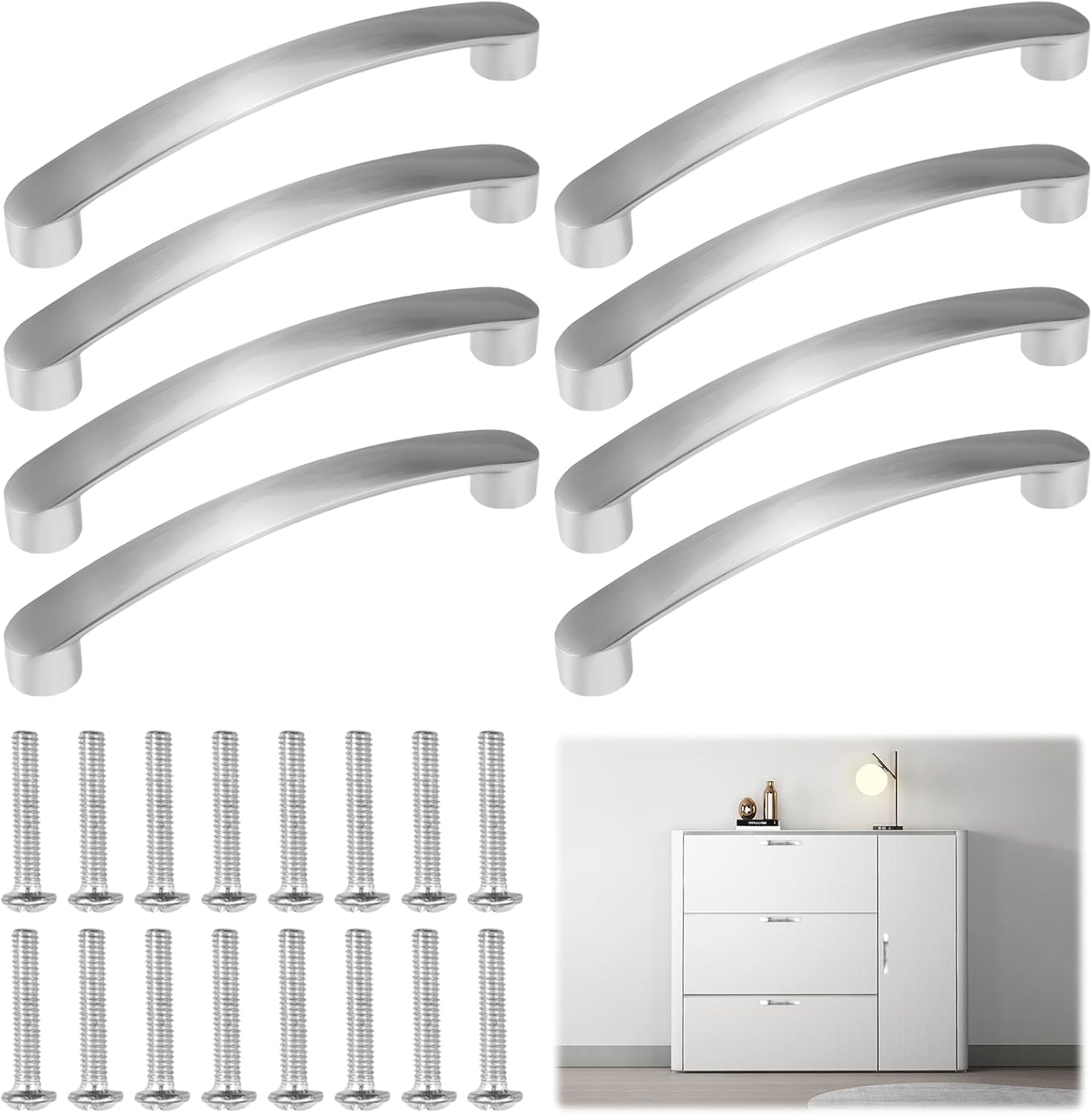 8-częściowy uchwyt do mebli kuchennych - rozstaw 128 mm - materiał ze stopu aluminium - nadaje się do szuflad, drzwi szafek itp.