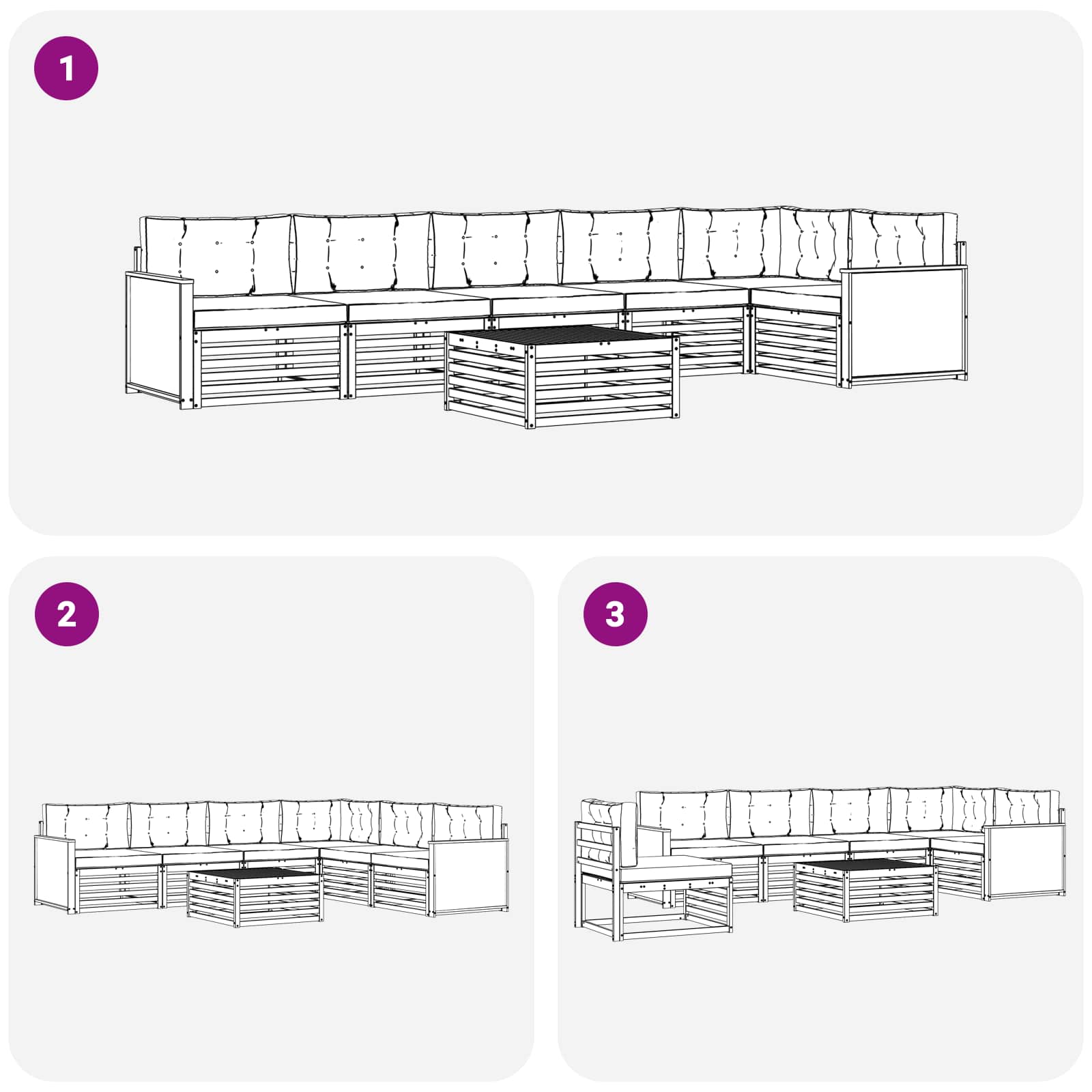 Ensemble de canapés d'extérieur 7 pc naturel et beige - 7