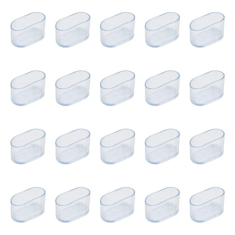 Capace de scaun ovale transparente, 25 * 50 mm, pachet de 20, capace de podea antiderapante silențioase din PVC moale pentru mobilier 20buc