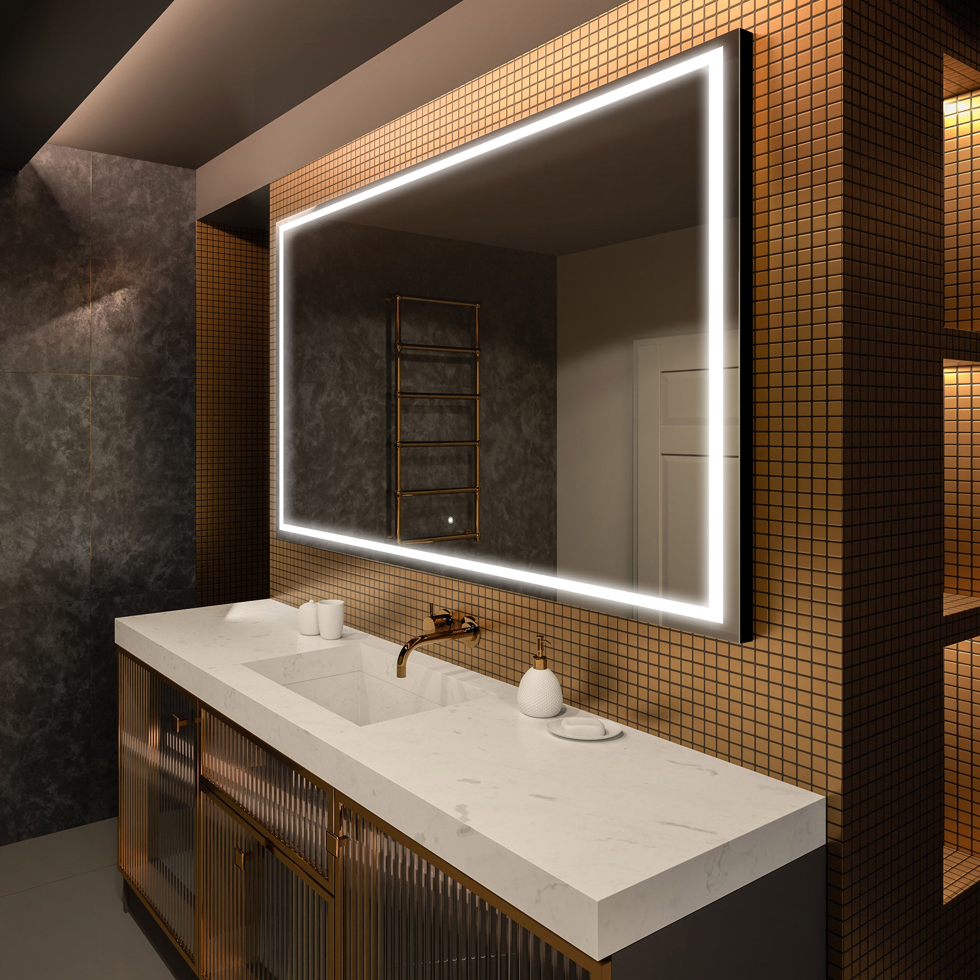 Lustro Premium z podświetleniem LED do łazienki (200x100cm) Podświetlane lustro LED z podświetleniem dotykowym