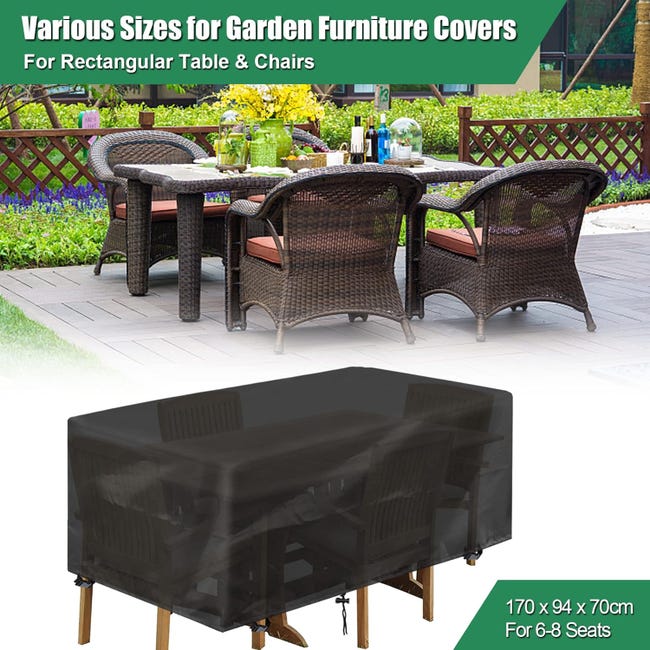 Copertura impermeabile per mobili da giardino in tessuto Oxford 600D, resistente ai raggi UV, per tavolo e sedie, 390 x 350 x 75 cm, rivestimento in PVC, per elementi essenziali da patio Copertura impermeabile per mobili da giardino in tessuto Oxford 600D, resistente ai raggi UV, per tavolo e sedie, 390 x 350 x 75 cm, rivestimento in PVC, per elementi essenziali da patio