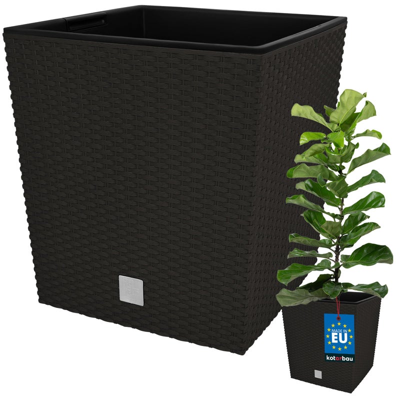 Donica doniczka 32 cm ogrodowa balkon taras kwiaty rattan umbra wkład ogród - KOTARBAU