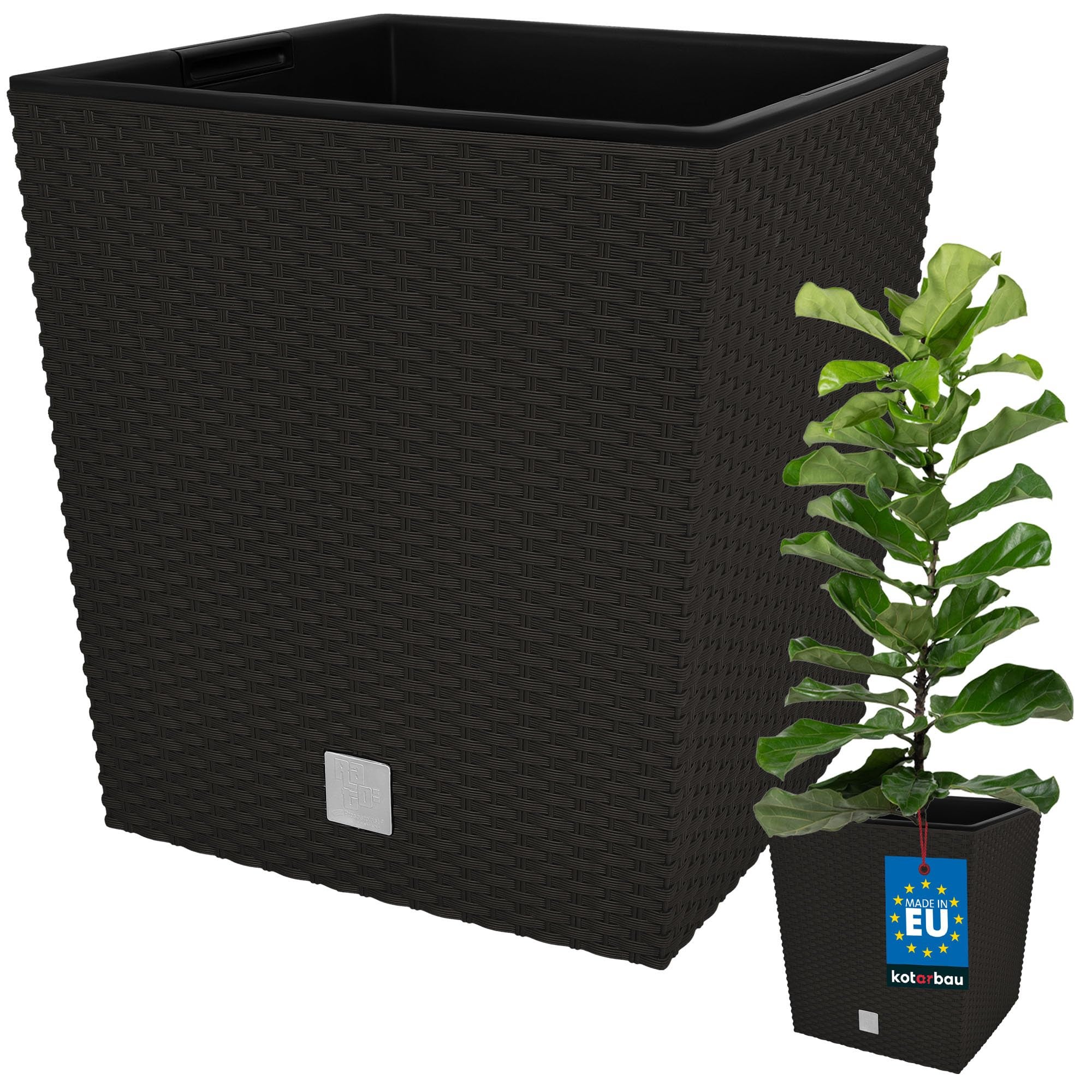 Donica doniczka 32 cm ogrodowa balkon taras kwiaty rattan umbra wkład ogród - KOTARBAU