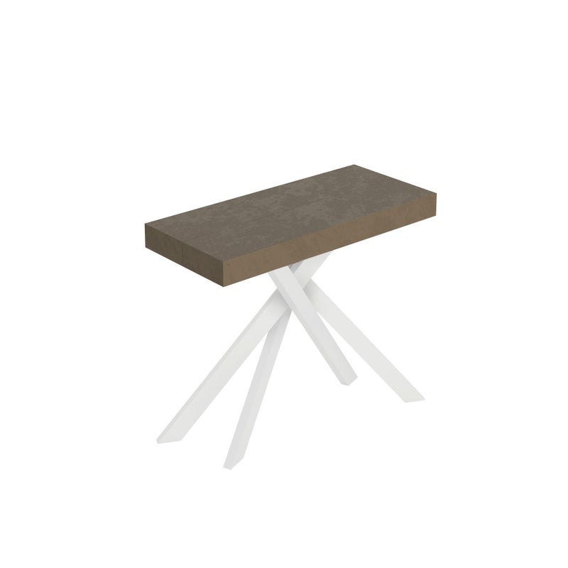 Stół konsolowy Saki w kolorze gołębiej szarości rozkładany 90x40/300 cm z białymi nogami