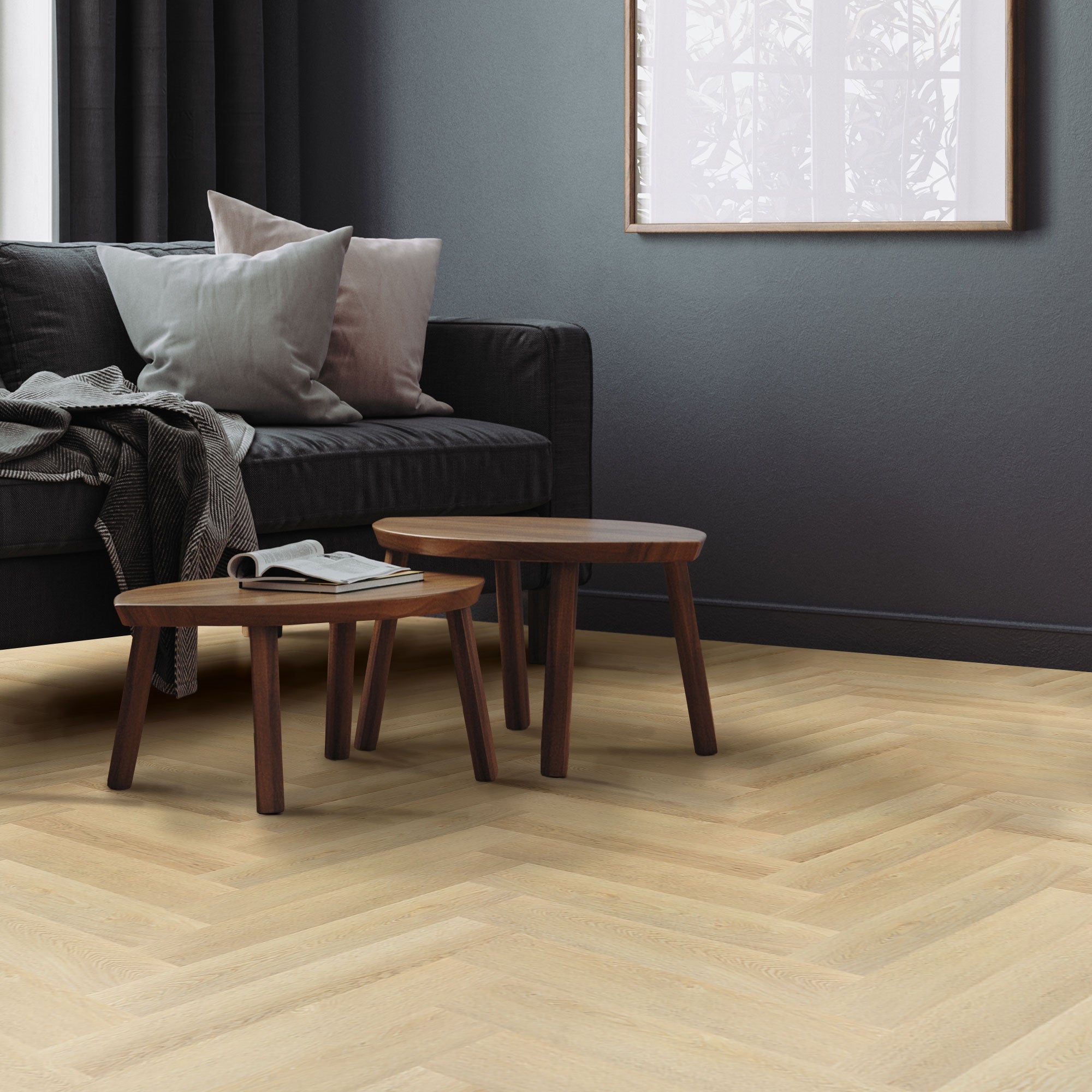 ML-Design Deluxe panele winylowe 61x12,8 cm x 4,2 mm 7,8m²/100 desek jodełka naturalny dąb antypoślizgowe wodoodporne klasa 34 wygląd drewna