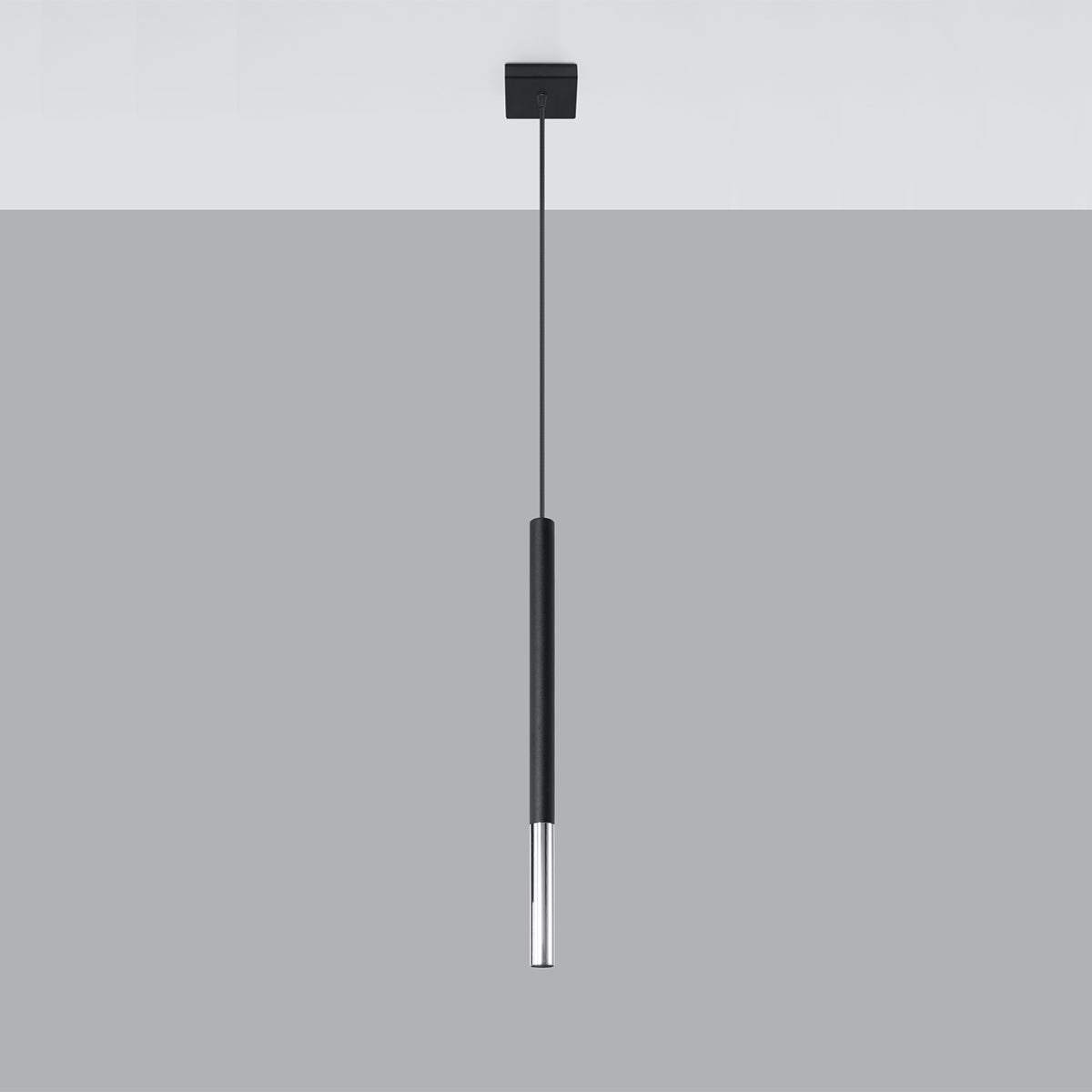 Lampa wisząca FLAR 1 czarny/chrom LED 4000K - 8x8x100cm Sollux