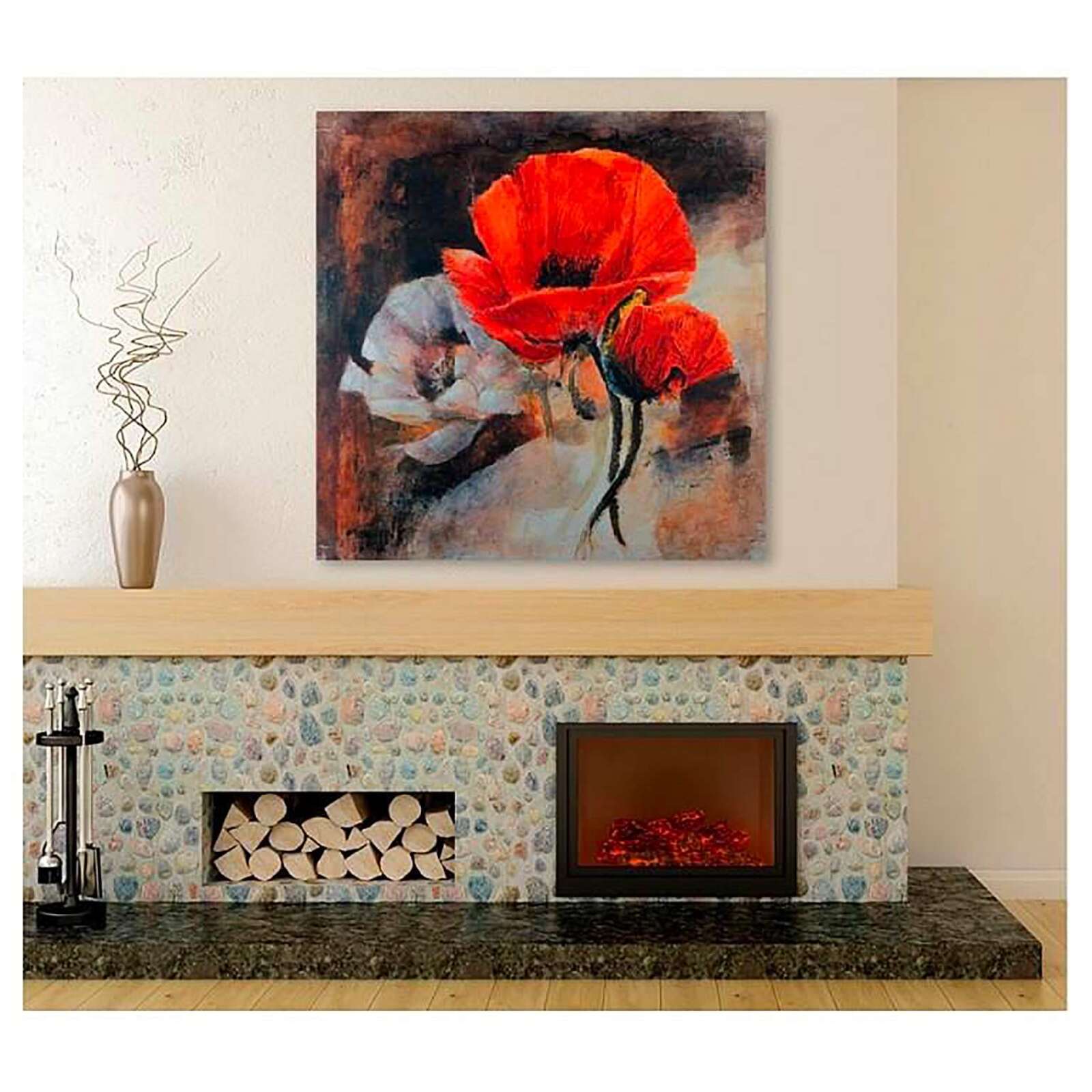 Tableau coquelicots encore la vie - 40 x 40 cm - 2