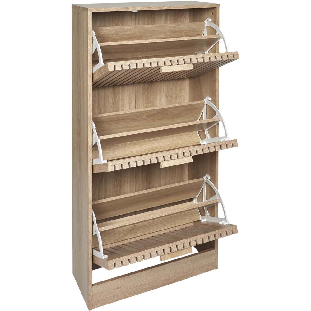 Meuble à Chaussures - Home Deco Factory - Klaus - 3 Portes - Marron - H113 X L60 X P24 Cm - 6