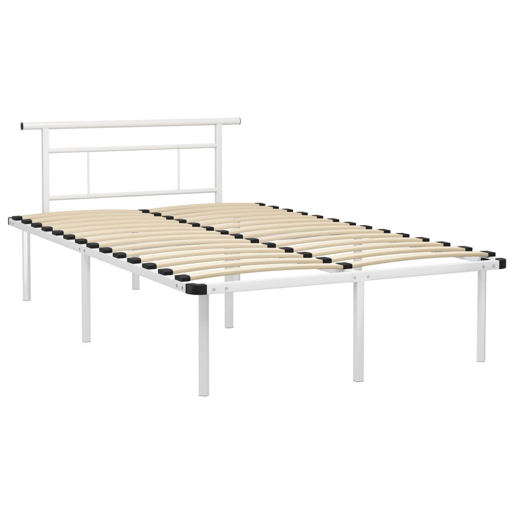 Łóżko Metalowe Białe Rama Łóżka Ze Stelażem DO Pokoju Sypialni 120 x 200 cm