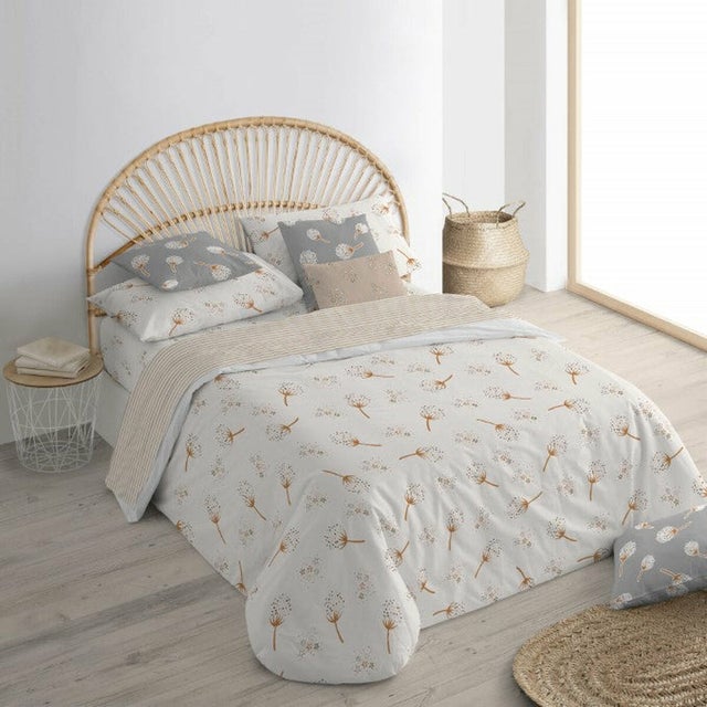 Copripiumino HappyFriday Blanc Foliage Multicolore - Misura 180x220 Cm, Tinta Unita Con Motivo Foglie