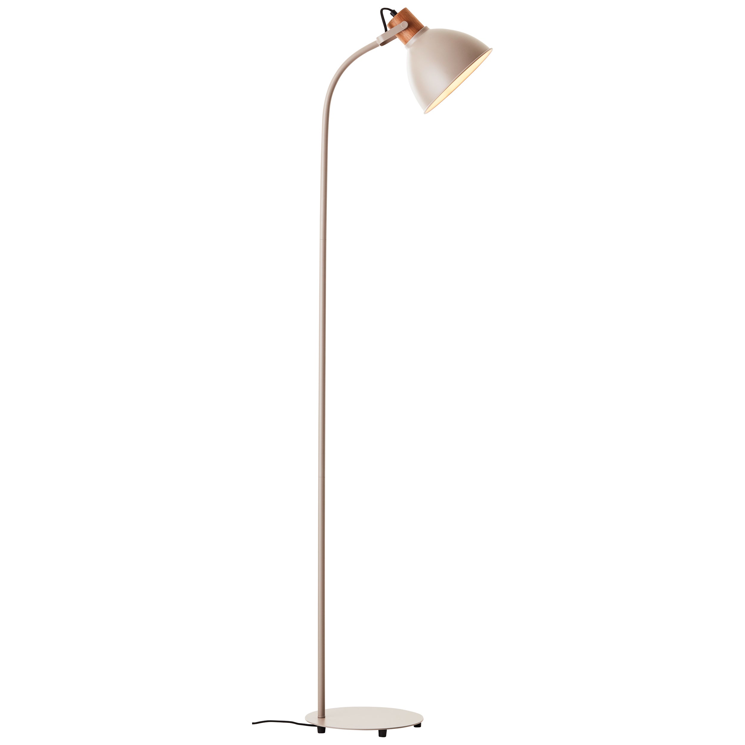 Brilliant Lampa podłogowa Erena 1.5m taupe metal/drewno włącznik nożny 1x A60, E27, 40 W, pasuje do zwykłej żarówki (brak w zestawie) - 3