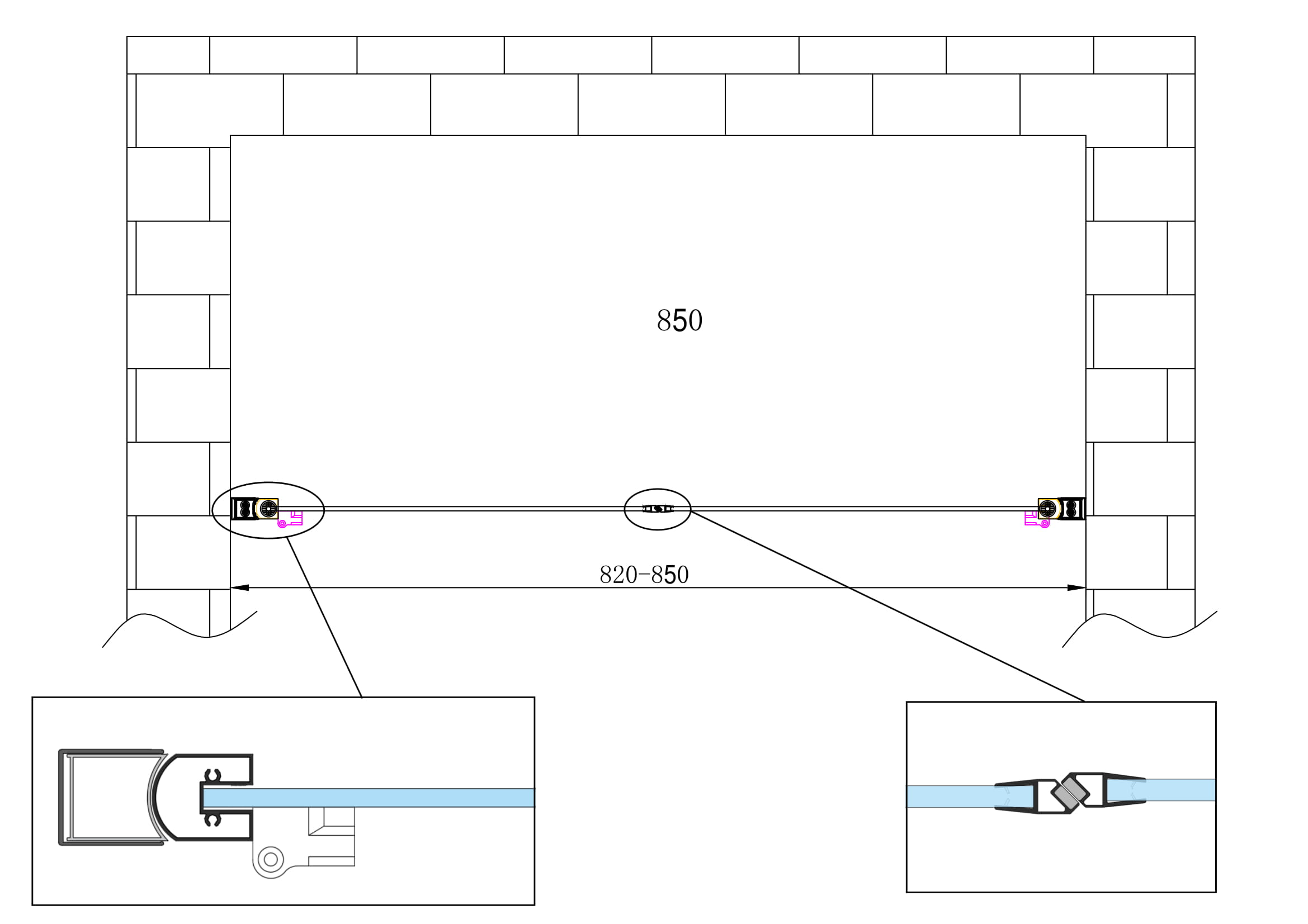 Porta doccia vetro 6 mm apertura battente saloon dentro e fuori Altezza 190 Regolabile 82-85 - 5