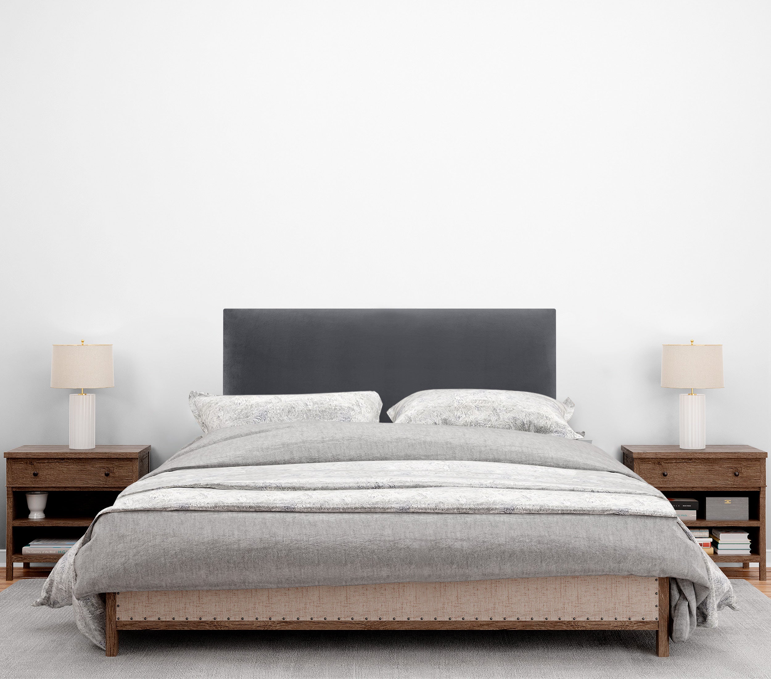 DHOME Testiera in Velluto Liscio Camera da letto Imbottita con Testiera Imbottita Moderna di Fascia Alta (Grigio Scuro, 105x50cm) - 4