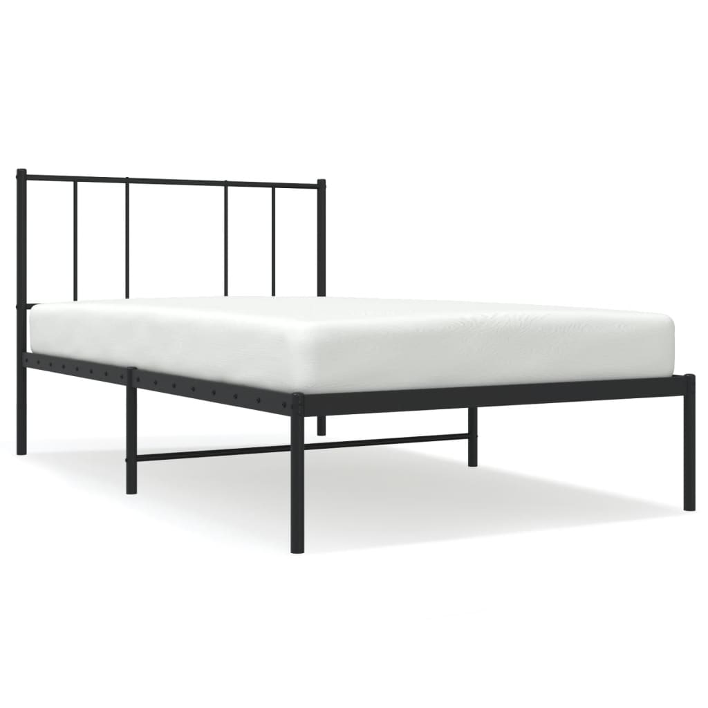 Łóżko Metalowe Czarne Rama Łóżka Ze Stelażem Do Sypialni Pokoju 90x200 cm